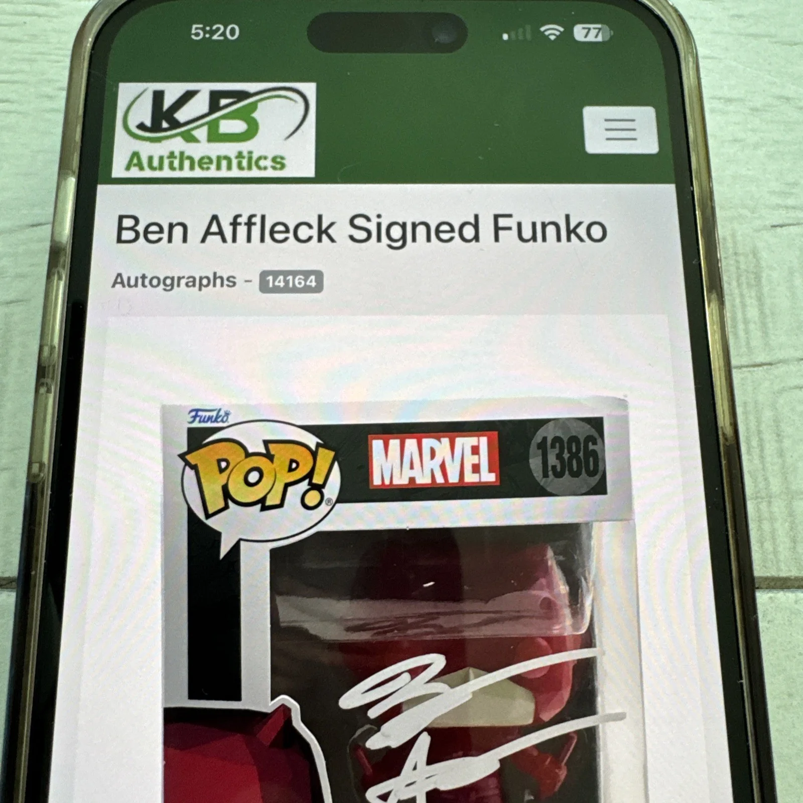 Ben Affleck — Ben Affleck Signed/Autographed Daredevil Funko Pop! KB Authentic COA, image 2