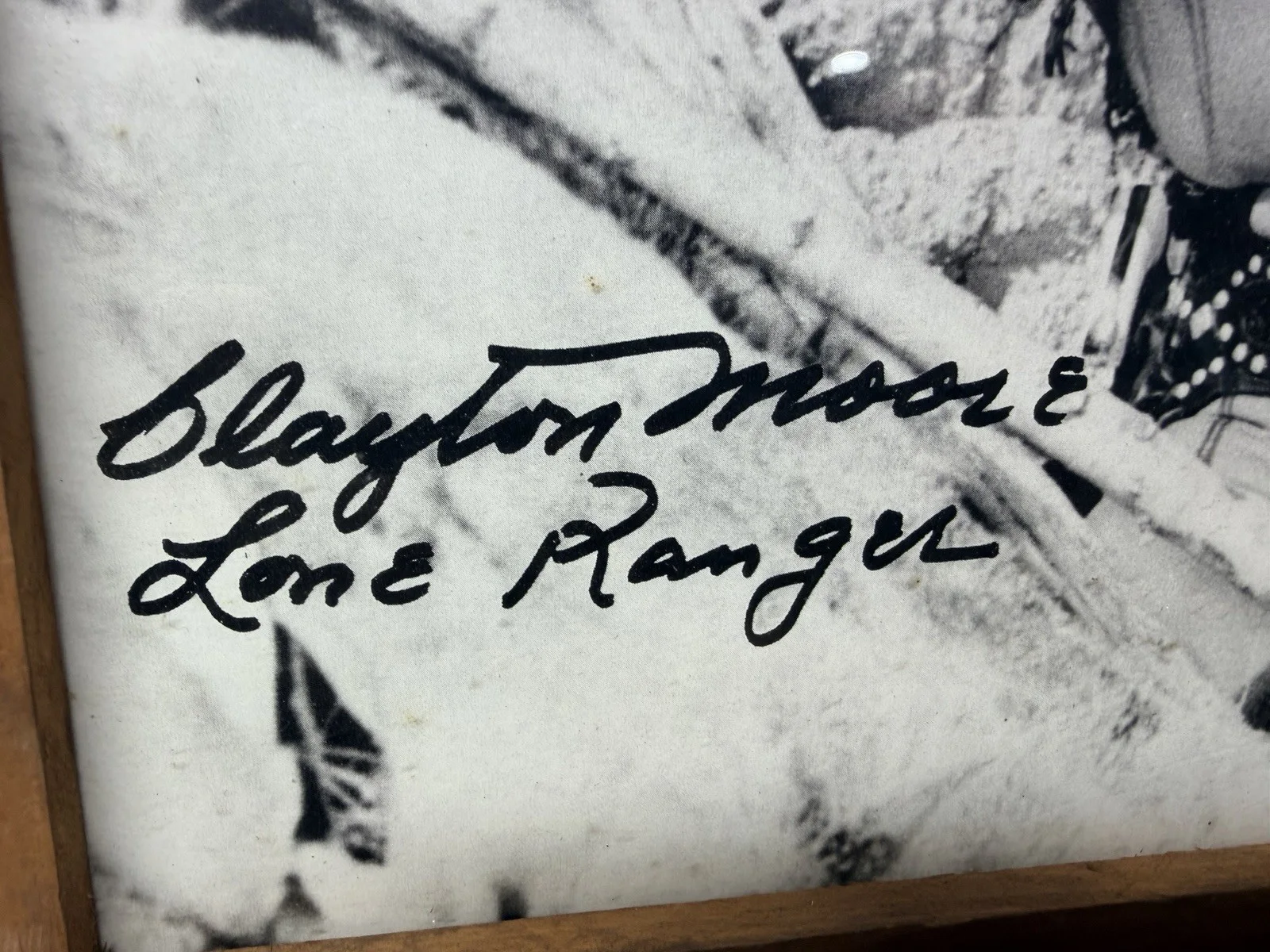 Vintage Lone Ranger Signed Blayton Moore Black & White Frame 8x10 Photo, image 2