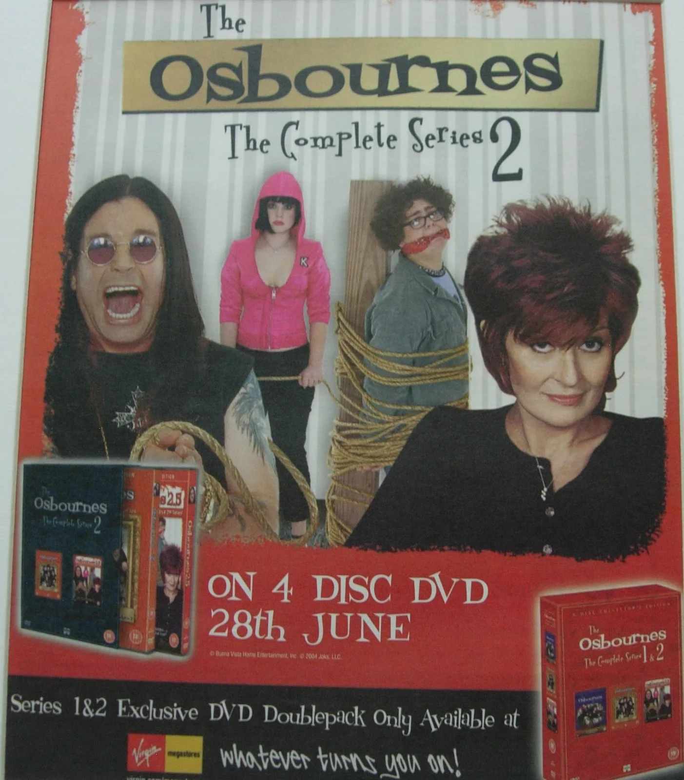THE OSBOURNES+Series 2+TV+POSTER+AD+CLASSIC FRAMED ORIGINAL 2004+FAST WORLD SHIP, image 2
