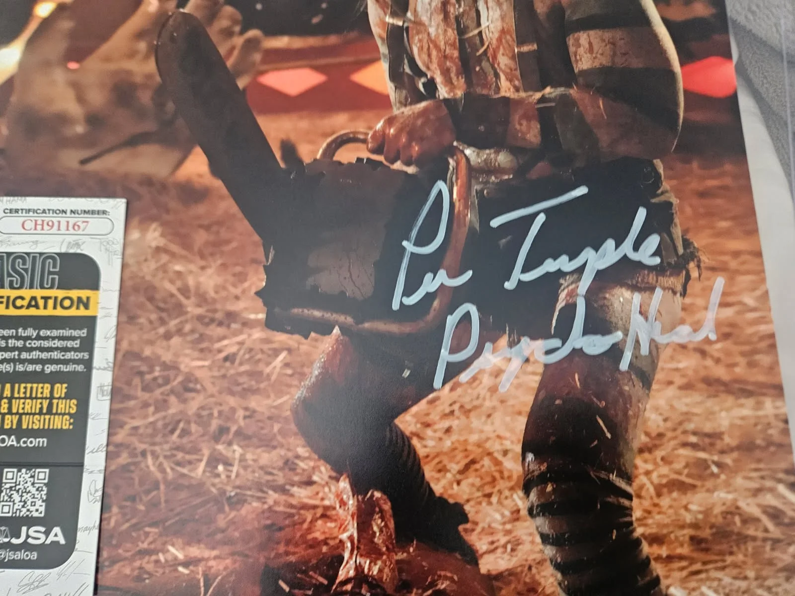 Lew temple — 31 A Rob Zombie Flim Lew Temple autographed 11x14 Psycho head JSA Certified, image 2
