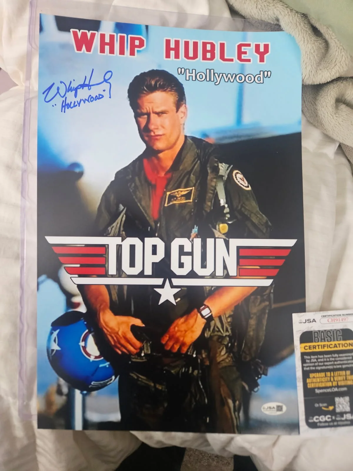 Whip Hubley — Top Gun Whip Hubley Hollywood added autographed 11x17 Photo JSA Certified