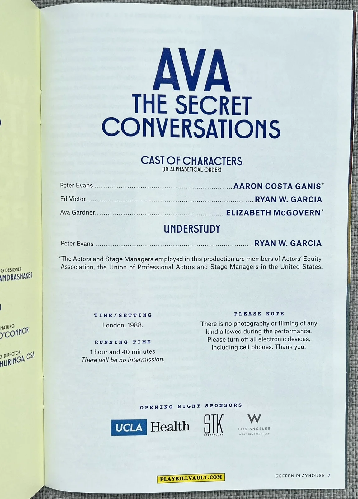Elizabeth McGovern Signed IP AVA Playbill with Aaron Costa Ganis Ryan W Garcia, image 3