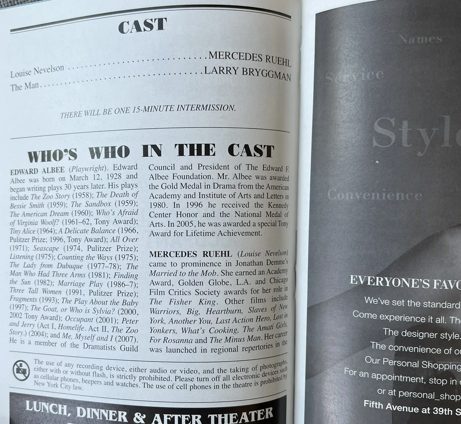 Mercedes Ruehl — Mercedes Ruehl Signed In Person OCCUPANT Broadway Playbill - Authentic, image 2