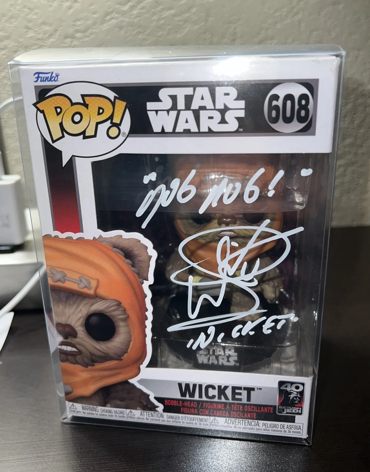 Warwick Davis Signed Funko Pop #608 Star Wars PROOF, image 3