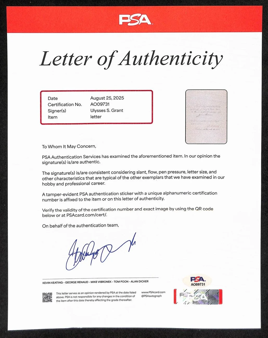 President Ulysses S. U.S. Grant Signed Pardon Letter PSA/DNA LOA 199530, изображение 3