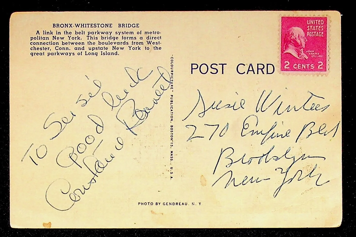 Constance Bennett — Constance Bennett Signed Postcard 1949 Autograph Actress To Susan Winters, изображение 2
