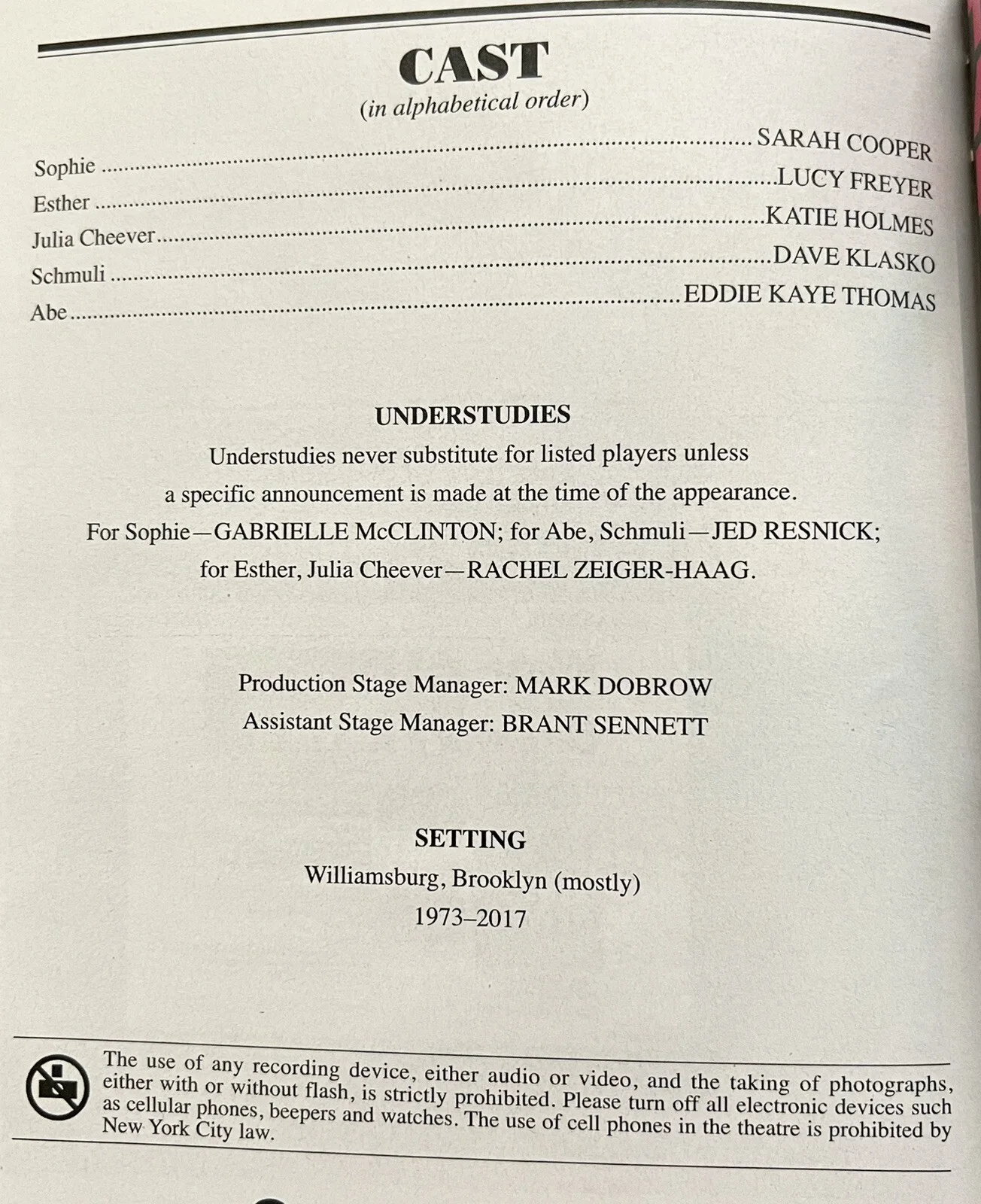 The Wanderers Signed In Person Broadway Playbill - Katie Holmes, Sarah Cooper, image 2