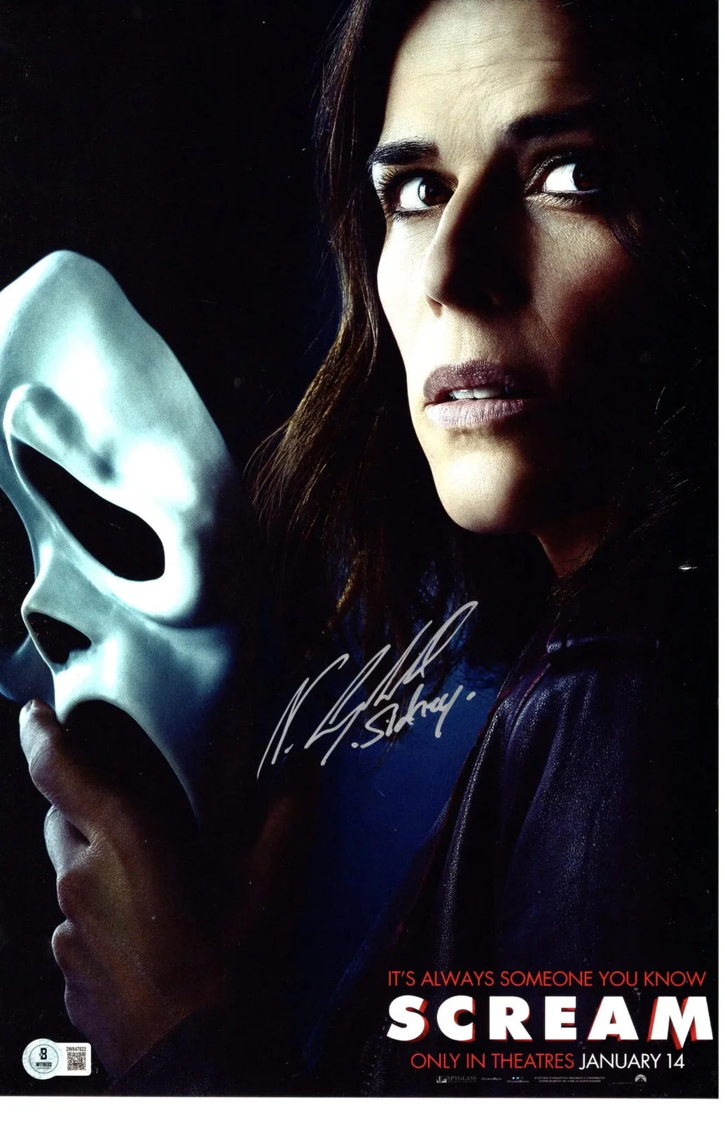 Neve Campbell — Neve Campbell signed 11x17 Poster Sidney Prescott Scream Beckett Authentication