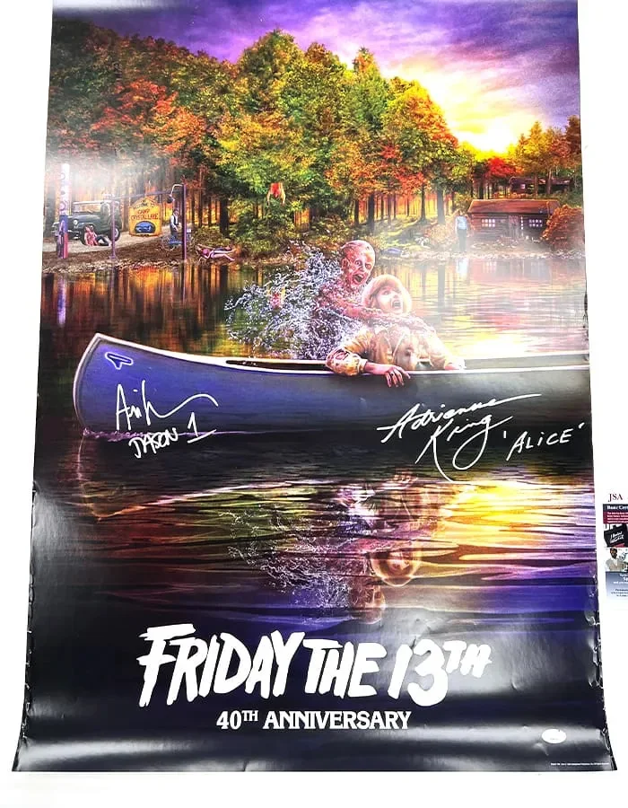 Adrienne King, Ari Lehman — Adrienne King & Ari Lehman signed 24x36 Full Size Poster JSA Authentication, изображение 2