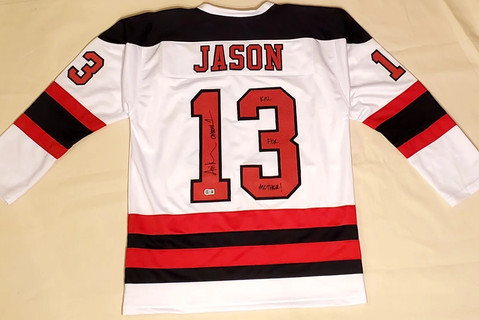 Ari Lehman, The Boy In The Lake — Jason Voorhees Hockey Jersey Signed by Ari Lehman Inscribed "Kill For Mother", изображение 2