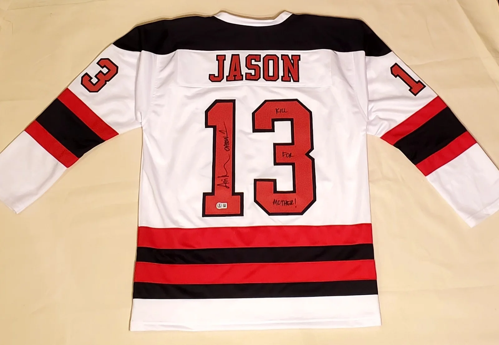 Ari Lehman, The Boy In The Lake — Jason Voorhees Hockey Jersey Signed by Ari Lehman Inscribed "Kill For Mother", изображение 3