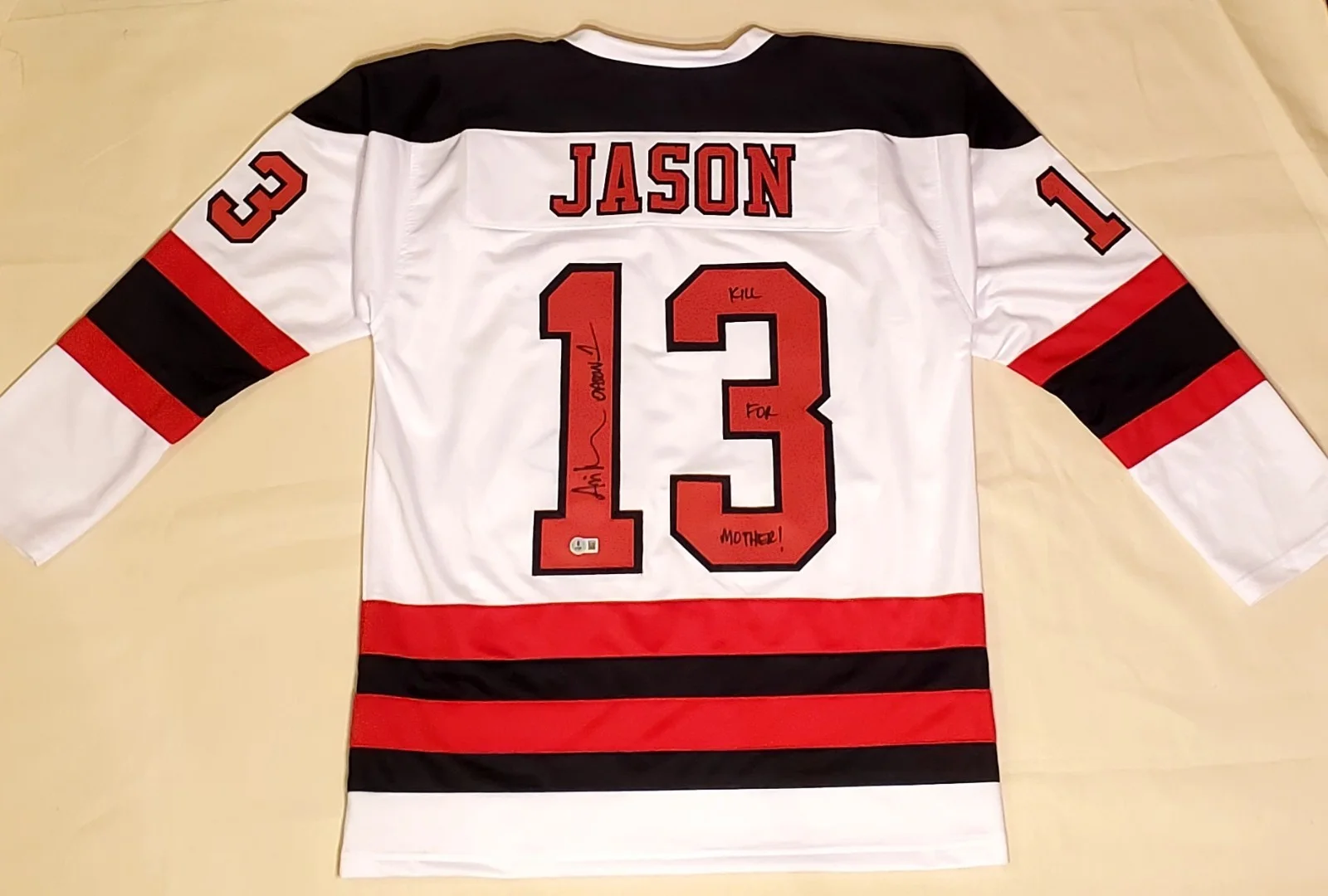 Ari Lehman, The Boy In The Lake — Jason Voorhees Hockey Jersey Signed by Ari Lehman Inscribed "Kill For Mother", изображение 4