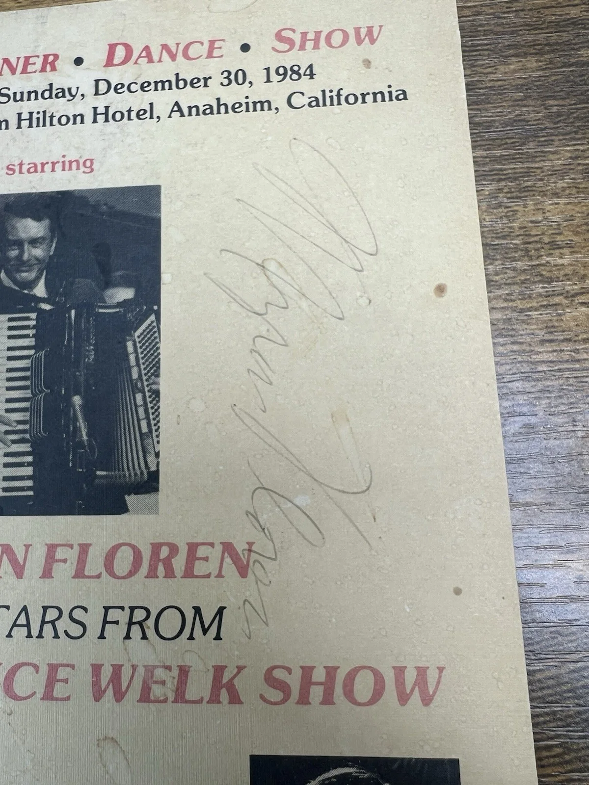 1984 Lawrence Welk Show Private Party Program Myron Floren Signed Anaheim CA, image 2