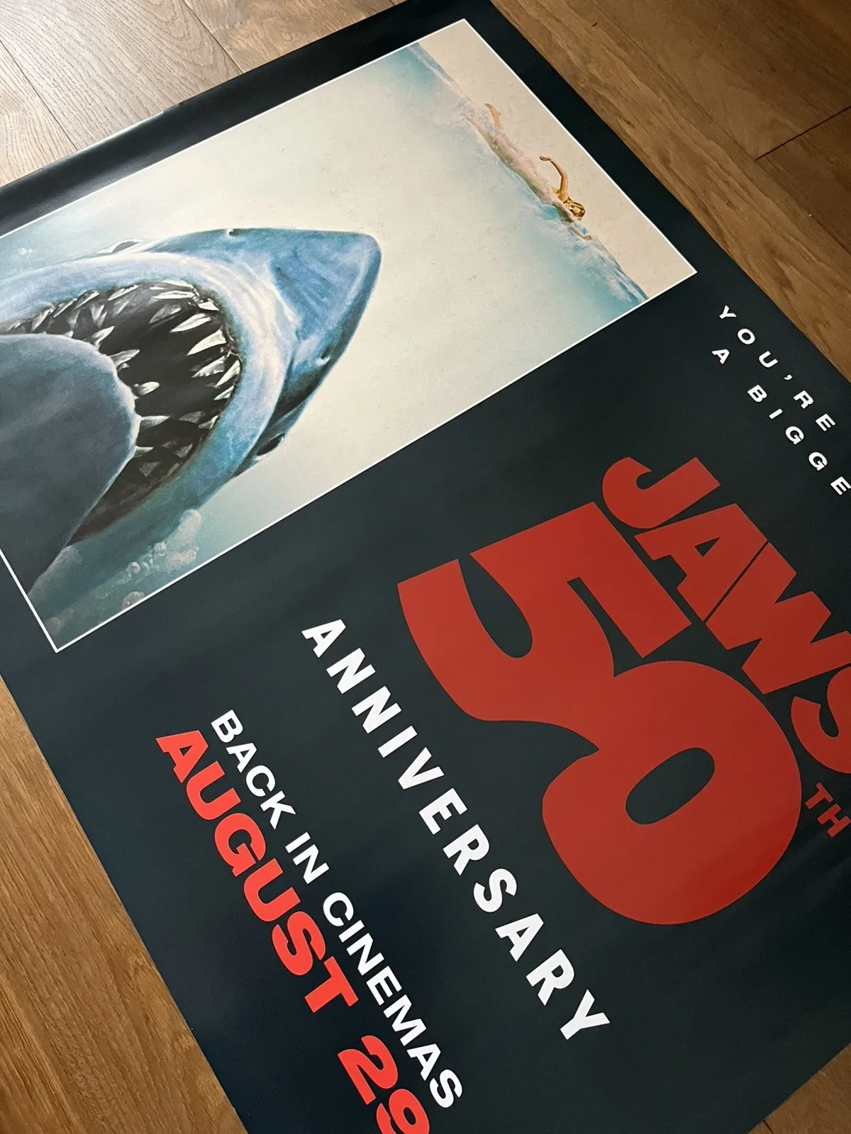Jaws 50th Anniversary Original UK Cinema Quad Poster Double Sided 30x40”, image 4
