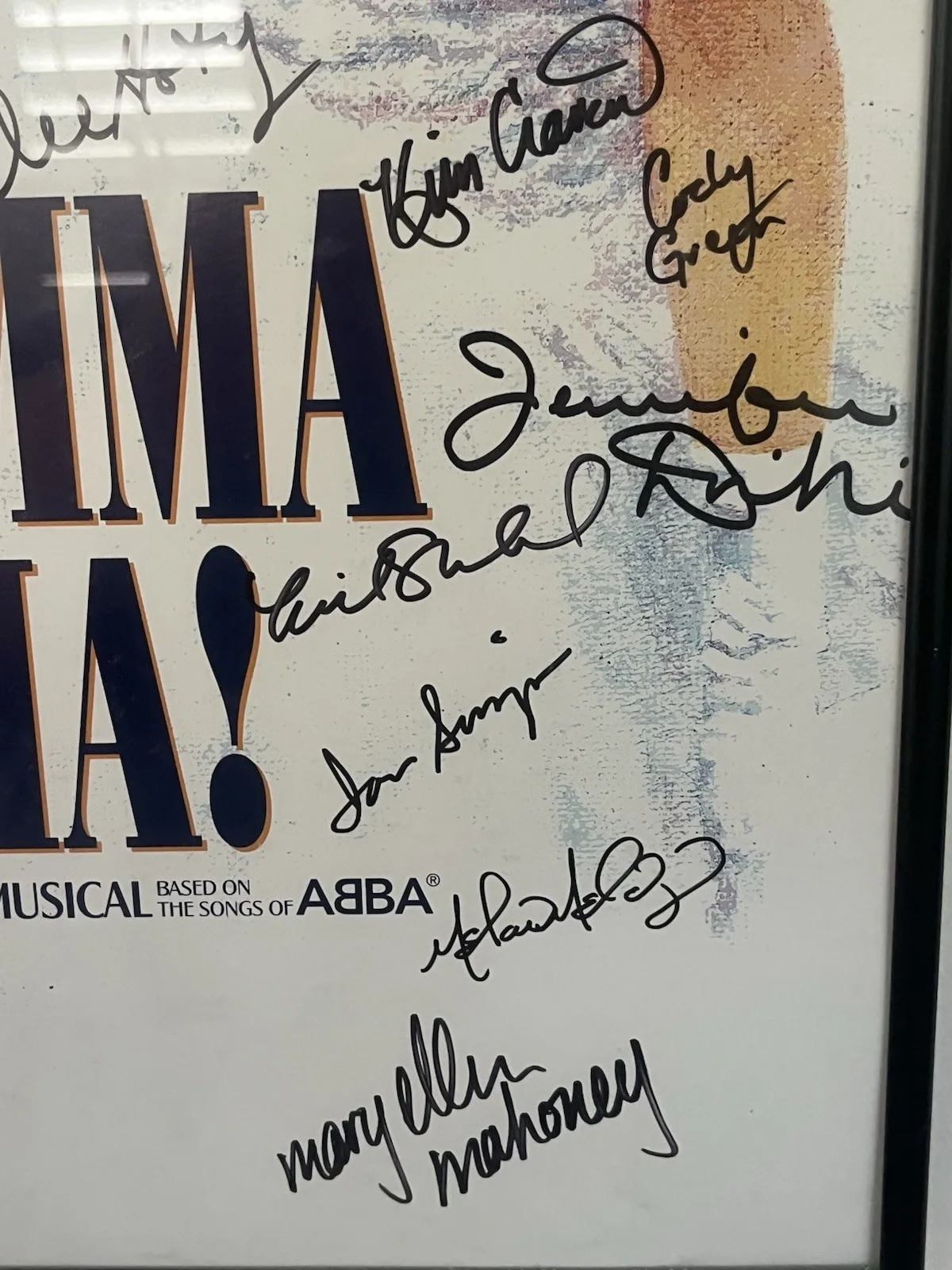 Cast — Mamma Mia Broadway Poster Signed Cast Framed ABBA Musical Theater, изображение 5
