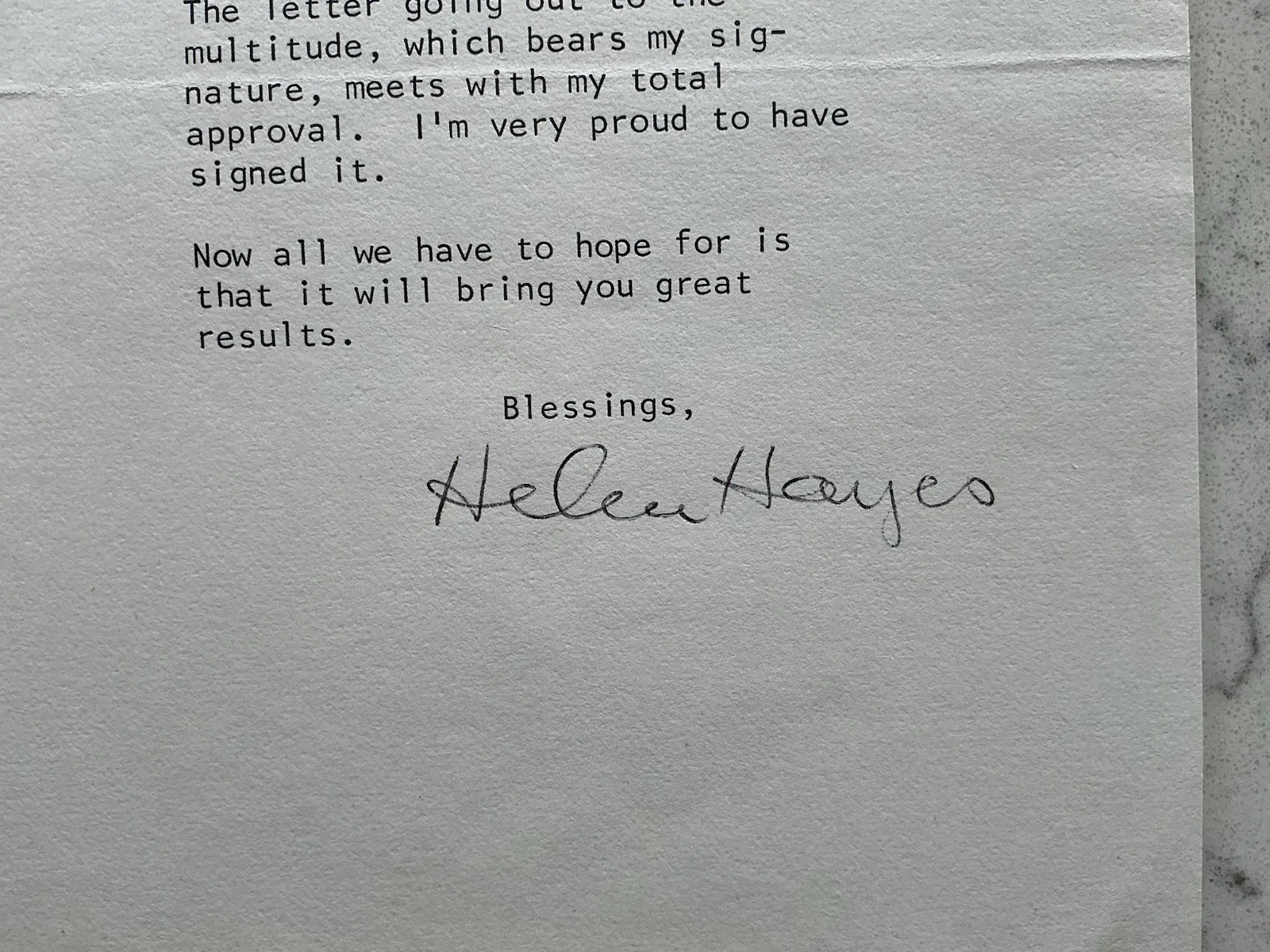 HELEN HAYES STAGE ACTRESS SIGNED TLS AUTOGRAPHED LETTER 1982, изображение 2