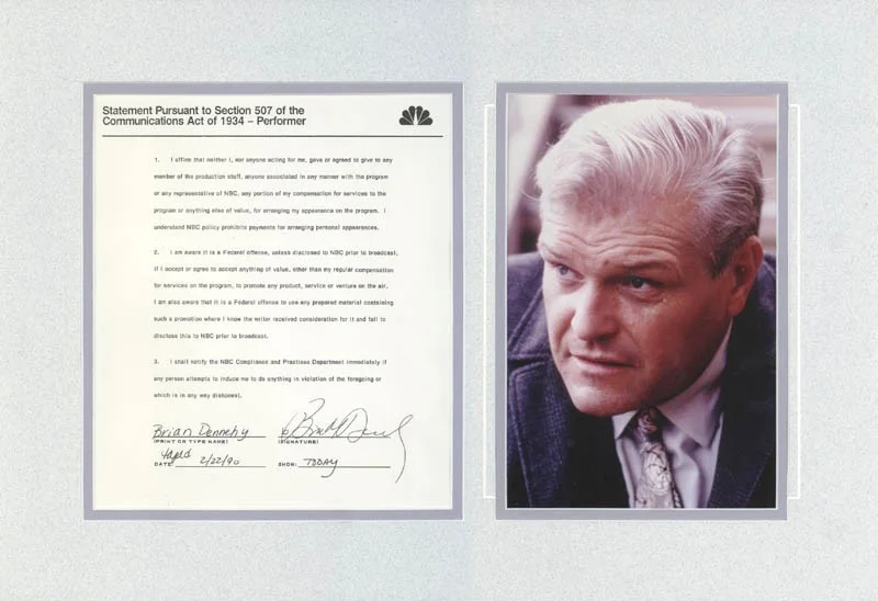 Brian Dennehy — BRIAN DENNEHY - DOCUMENT SIGNED 02/22/1990