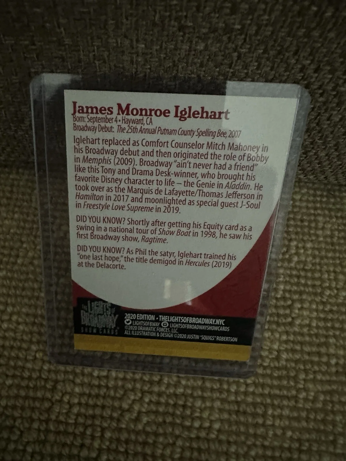 James Monroe Inglehart Signed Lights Of Broadway Trading Card Aladdin Hamilton, изображение 2