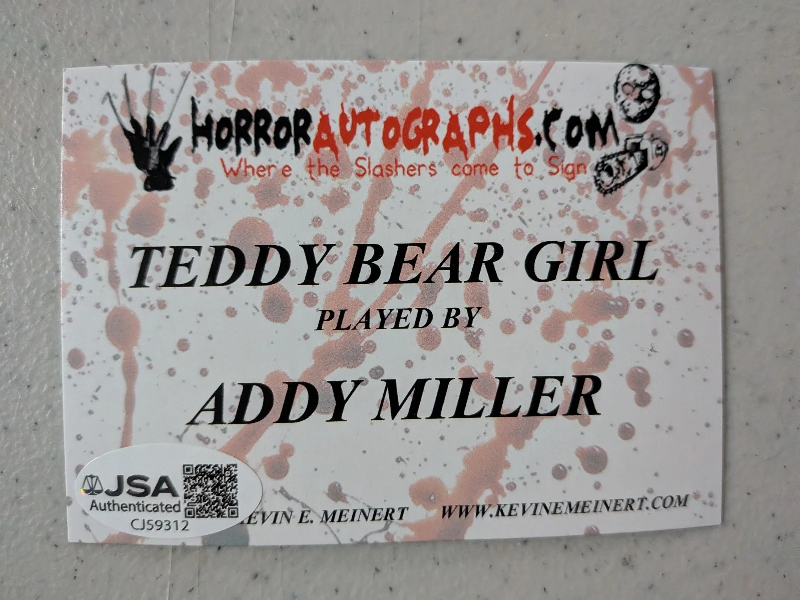 ADDY MILLER Signed Art CARD Teddy Bear Girl The Walking Dead Autograph JSA COA, image 2