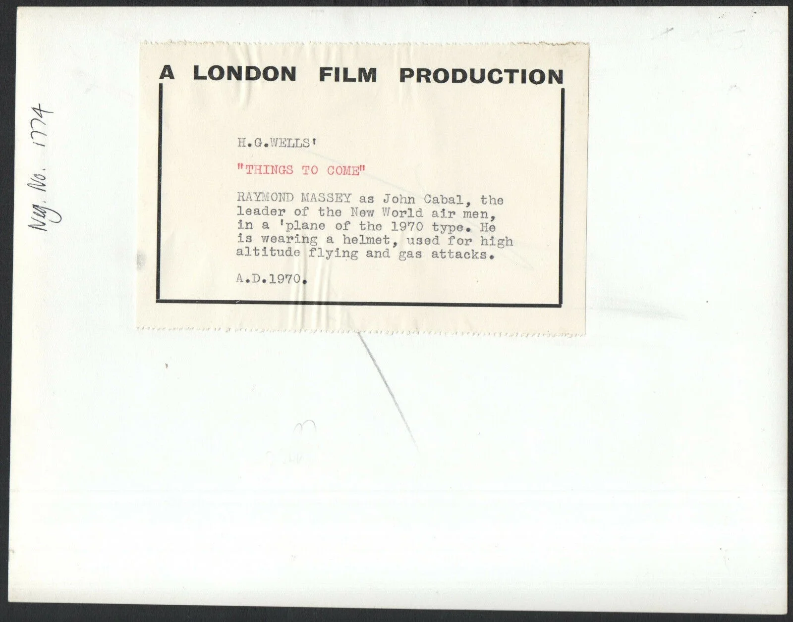 THINGS TO COME 1936 RAYMOND MASSEY H.G. Wells Alexander Korda STILL #201, image 2
