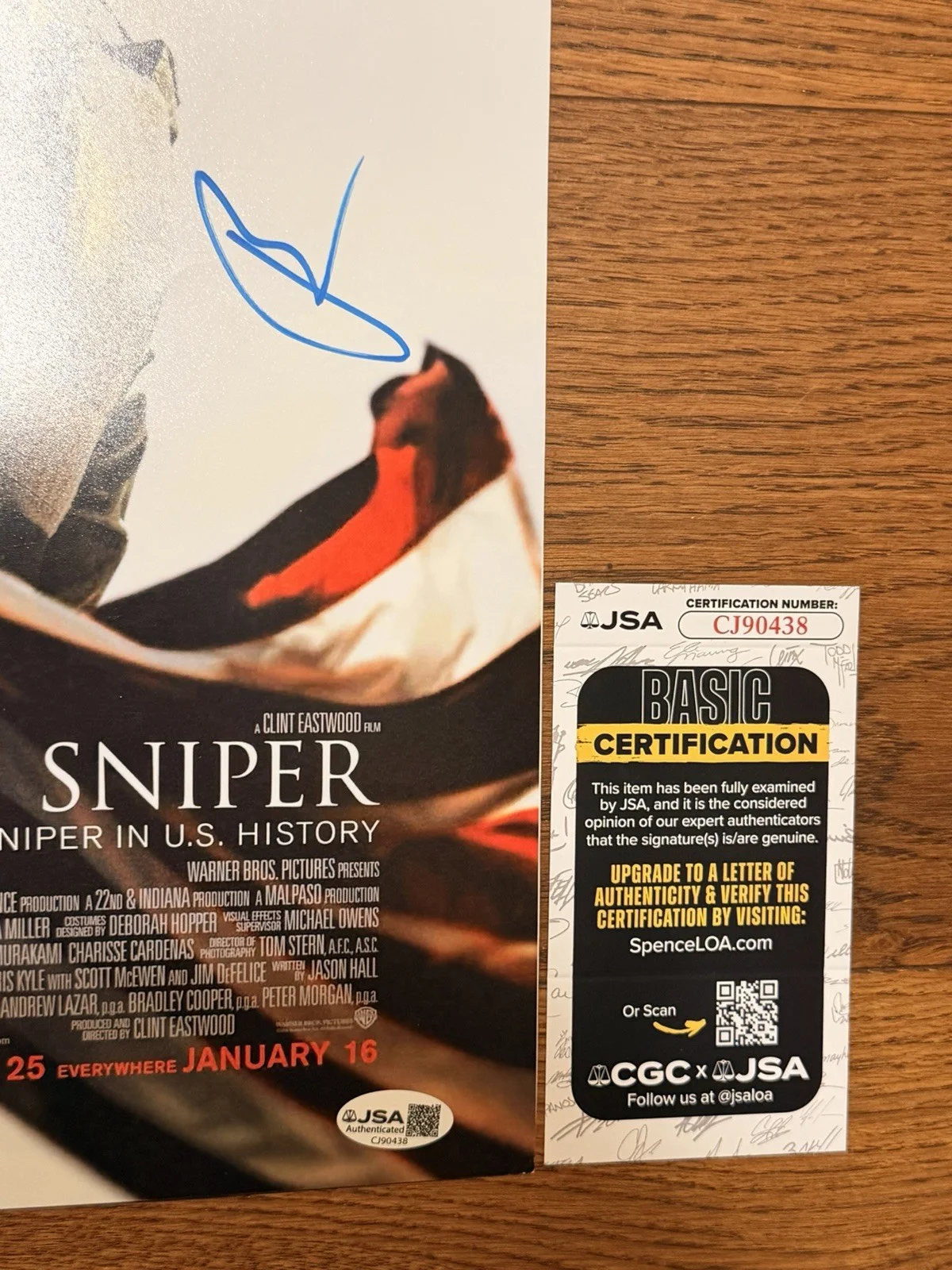 BRADLEY COOPER SIGNED 'AMERICAN SNIPER' 12x18 MOVIE POSTER PHOTO ACTOR JSA COA, изображение 2