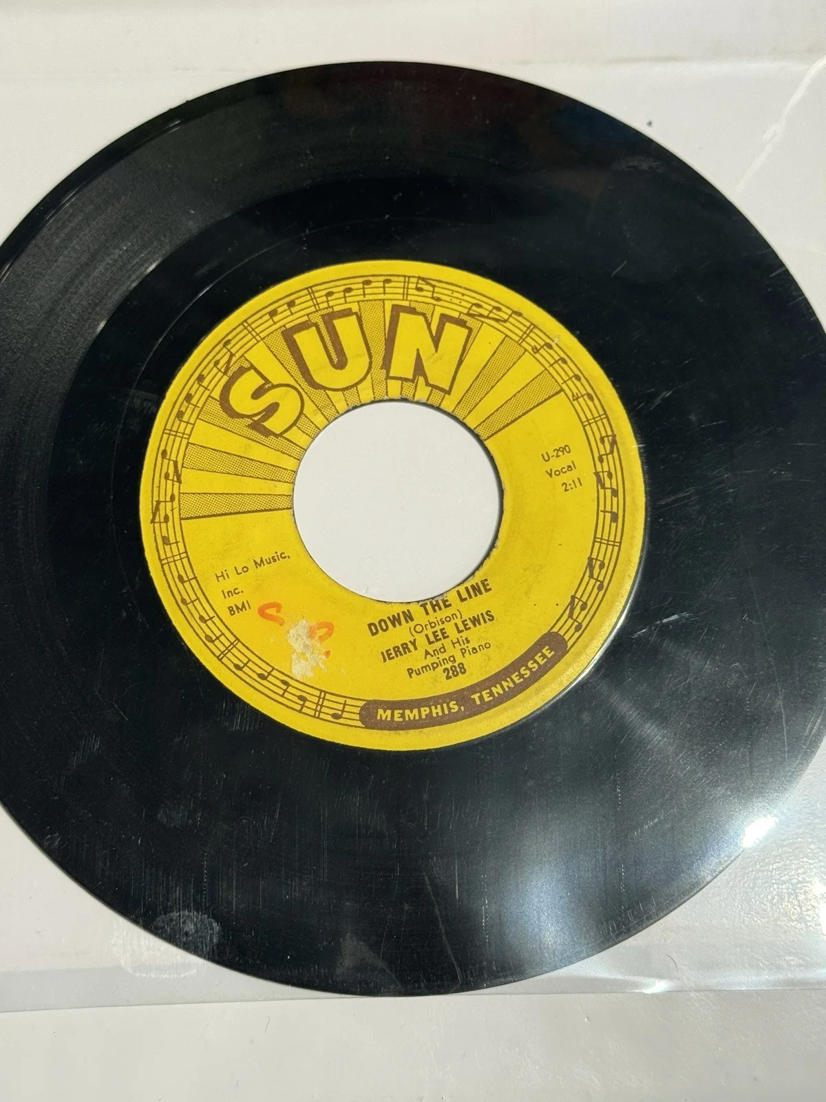 Jerry Lee Lewis Signed Sun Records 45 “Breathless” / “Down the Line” Autograph, изображение 3