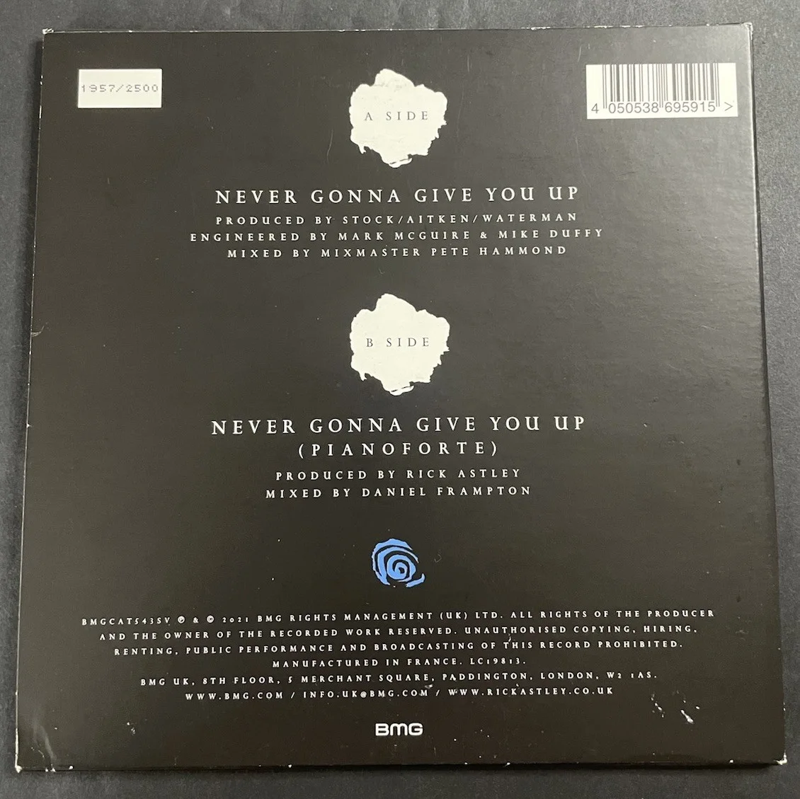 Rick Astley Signed Never Gonna Give You Up 45 Vinyl Record 7” Limited Edition, изображение 4