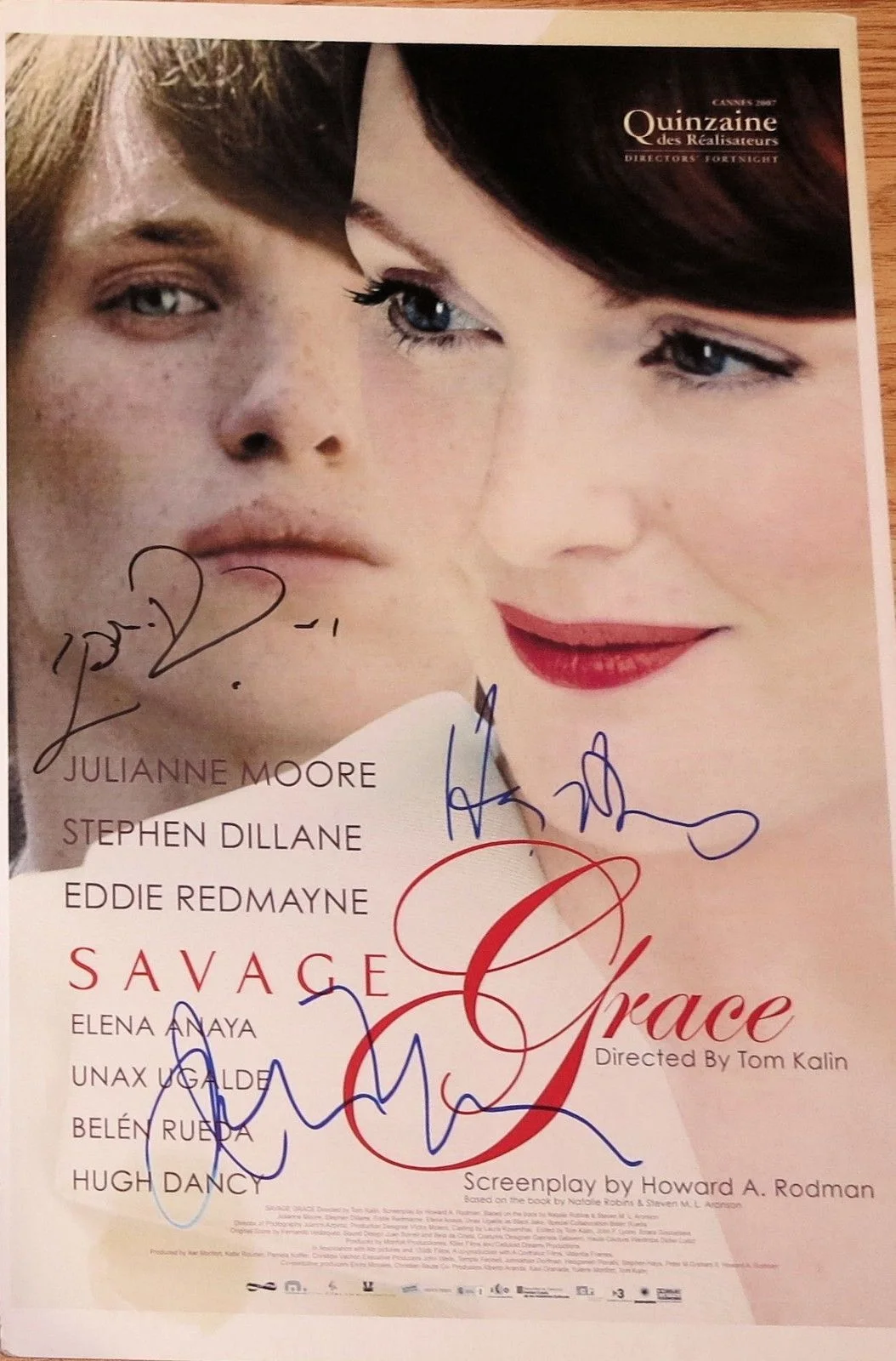 Julianne Moore, Eddie Redmayne & Hugh Dancy — Julianne Moore, Eddie Redmayne & Hugh Dancy signed Savage Grace 11x17 Poster