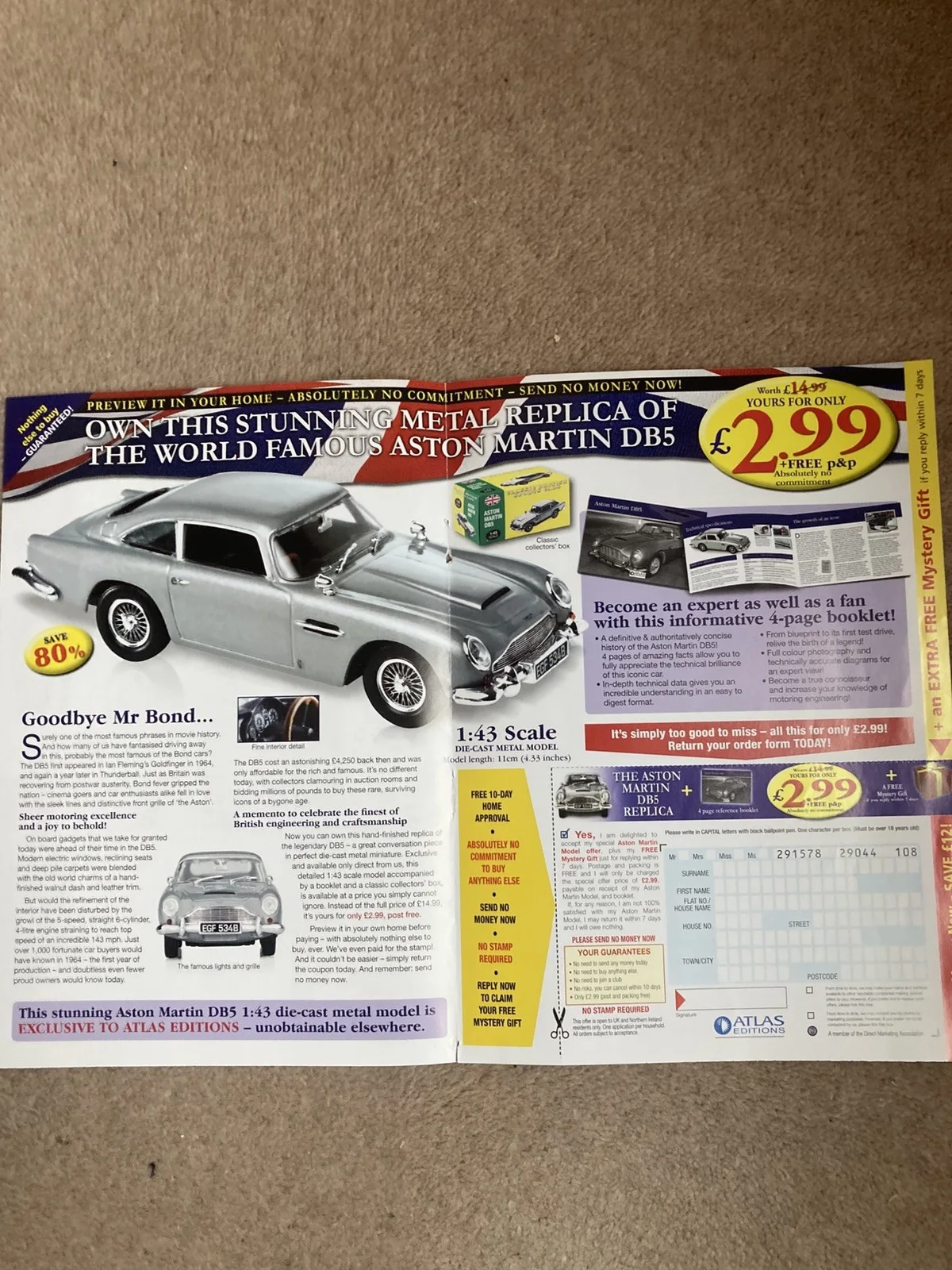 Rare Vintage James Bond 007 Lot Of 4 Promo Advertising Flyers/Postcards, изображение 5
