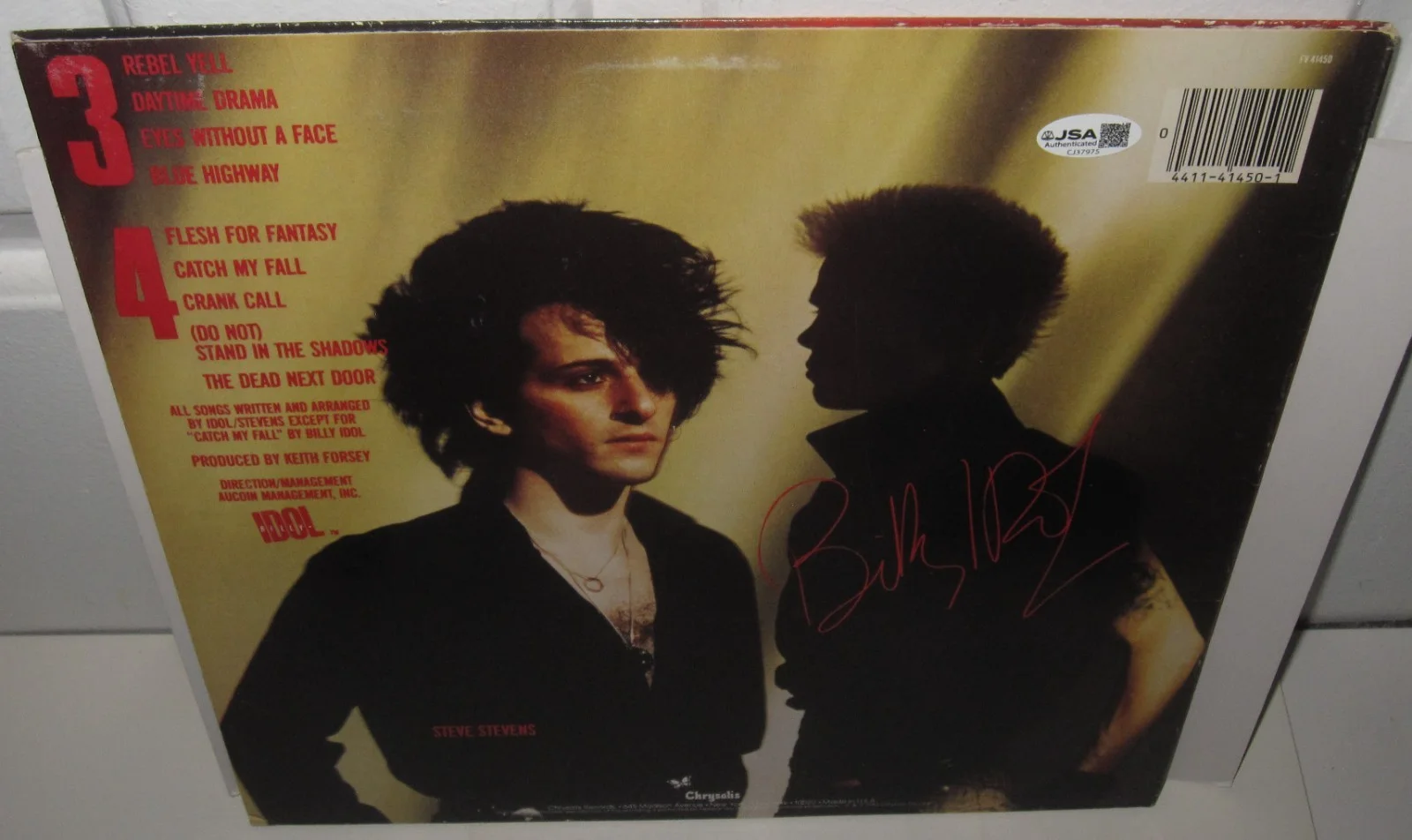 BILLY IDOL SIGNED REBEL YELL ALBUM VINYL ROCK AUTOGRAPH STEVE STEVENS JSA COA X2, image 5