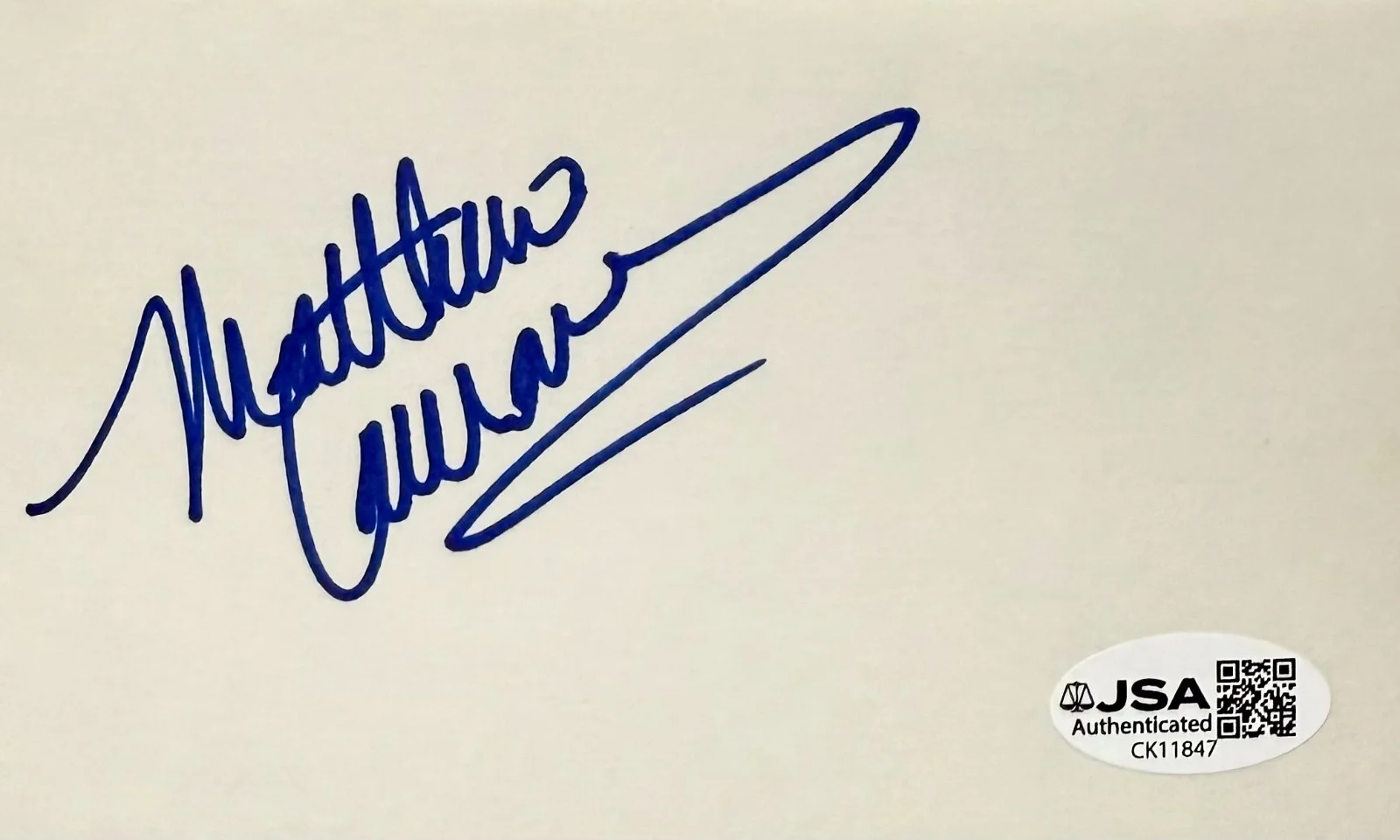 Matthew Laurance — MATTHEW LAURANCE Autographed Signed 3" x 5" INDEX CARD The Outer Limits JSA CERT, image 3