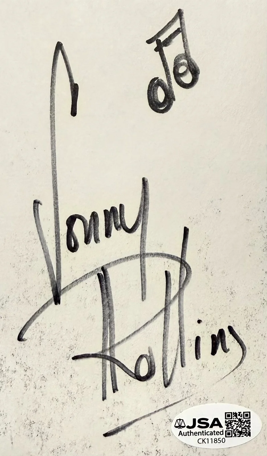 SONNY ROLLINS Signed Autograph 3"x 5" INDEX CARD Tenor Saxophonist JSA CERTIFIED, image 3