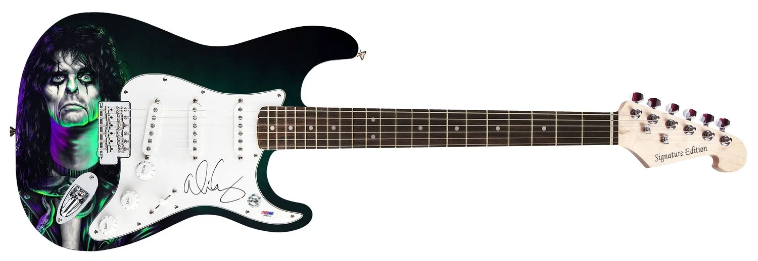 Alice Cooper Signed Custom Graphics Guitar, image 3