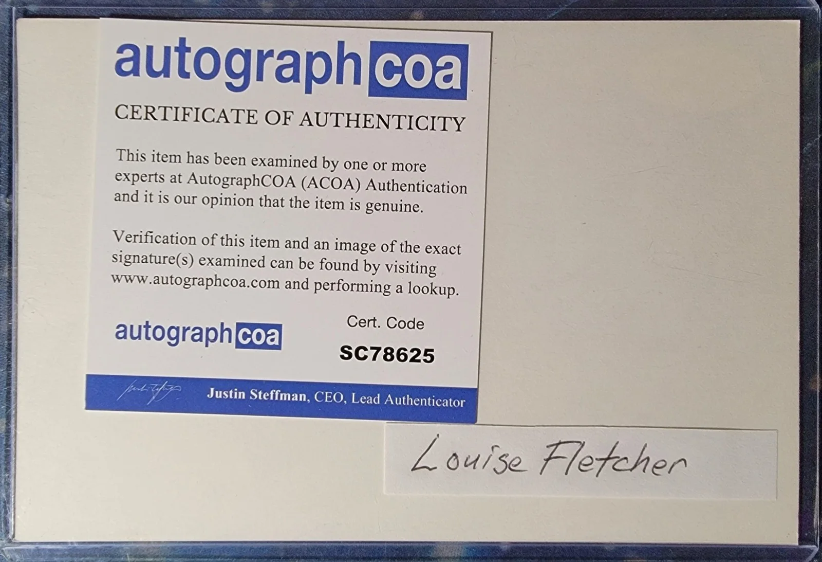Louise Fletcher — Louise Fletcher Authentic Signed Index Card W/ ACOA One Flew Over Cuckoo's Nest, изображение 2