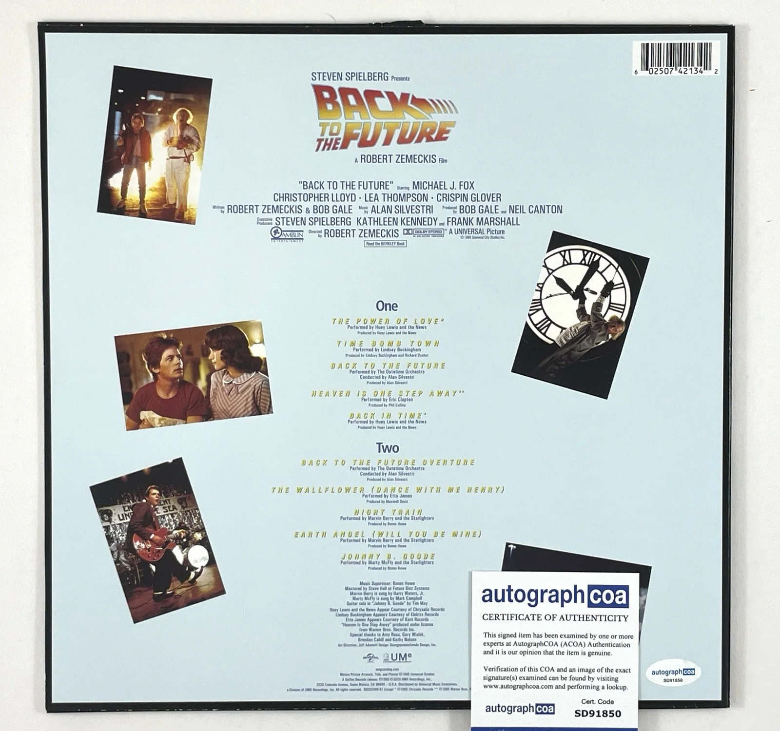 Back to the Future Huey Lewis Autographed Movie Soundtrack Vinyl Album Reissue, изображение 3