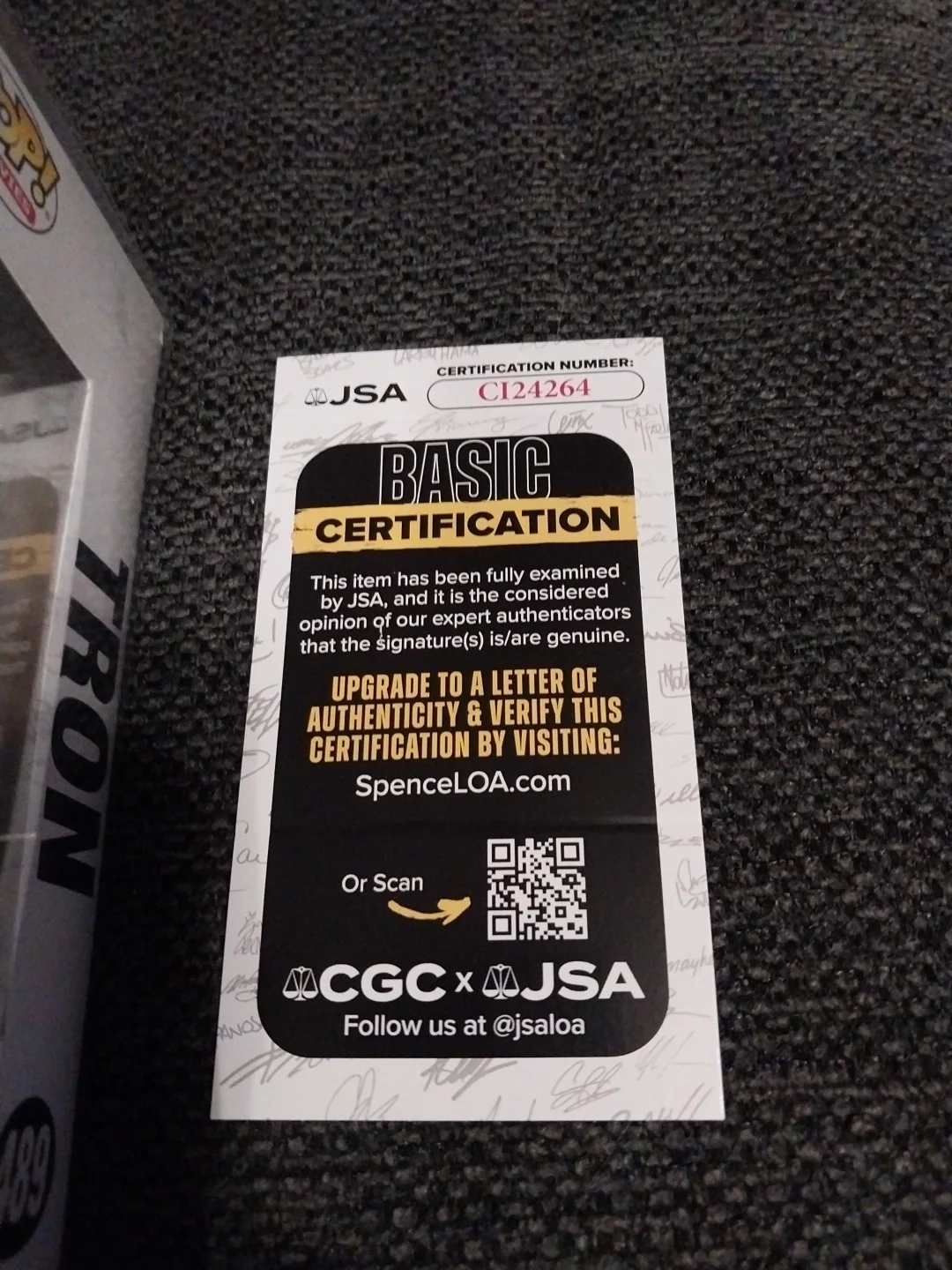 Bruce Reitherman — Bruce Boxleitner Signed Autographed TRON Funko Pop JSA Certified Glow Chase, image 3