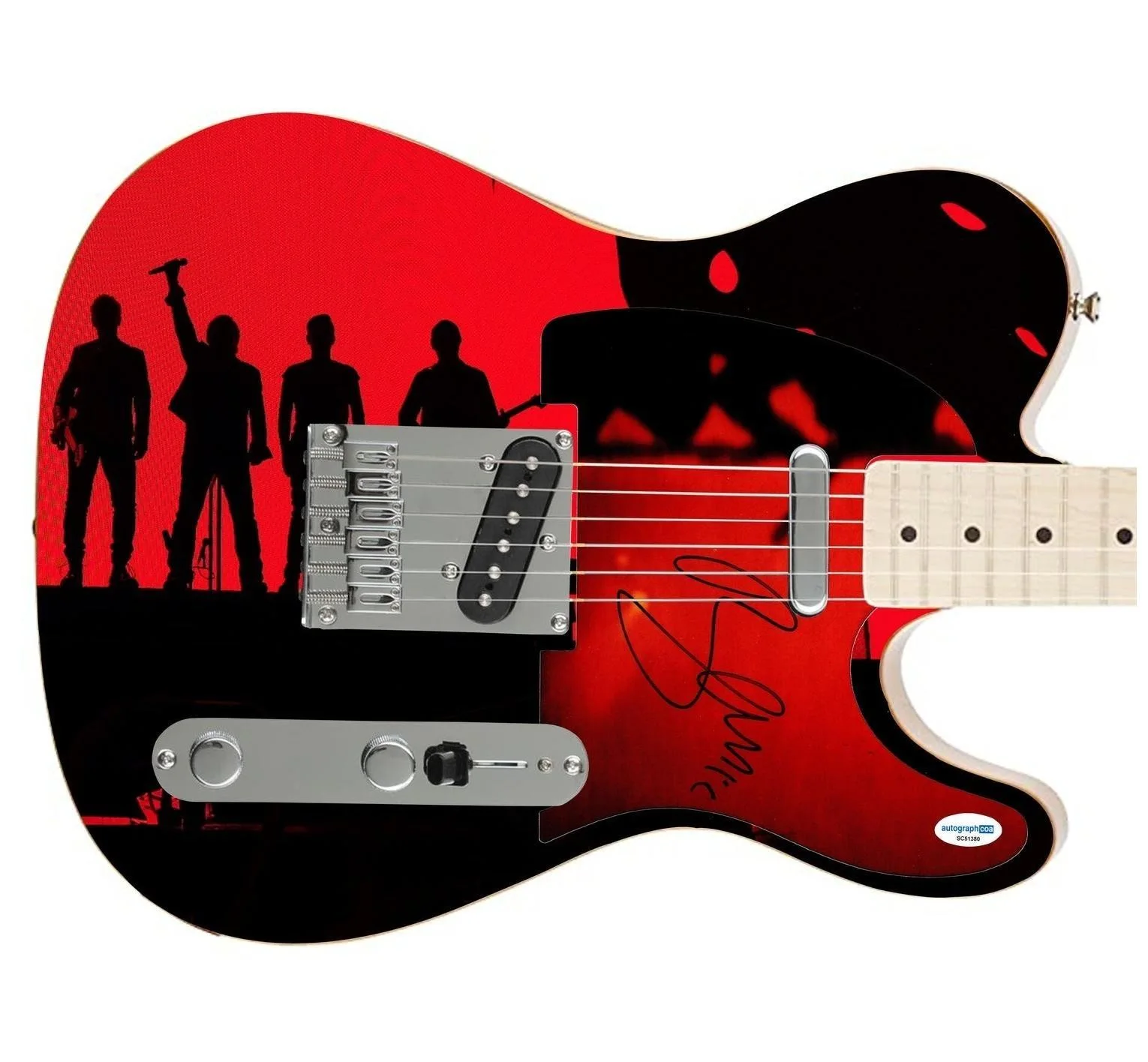 U2 Bono Autographed "Under The Blood Red Sky" 1/1 Fender Tele Graphics Guitar, изображение 2