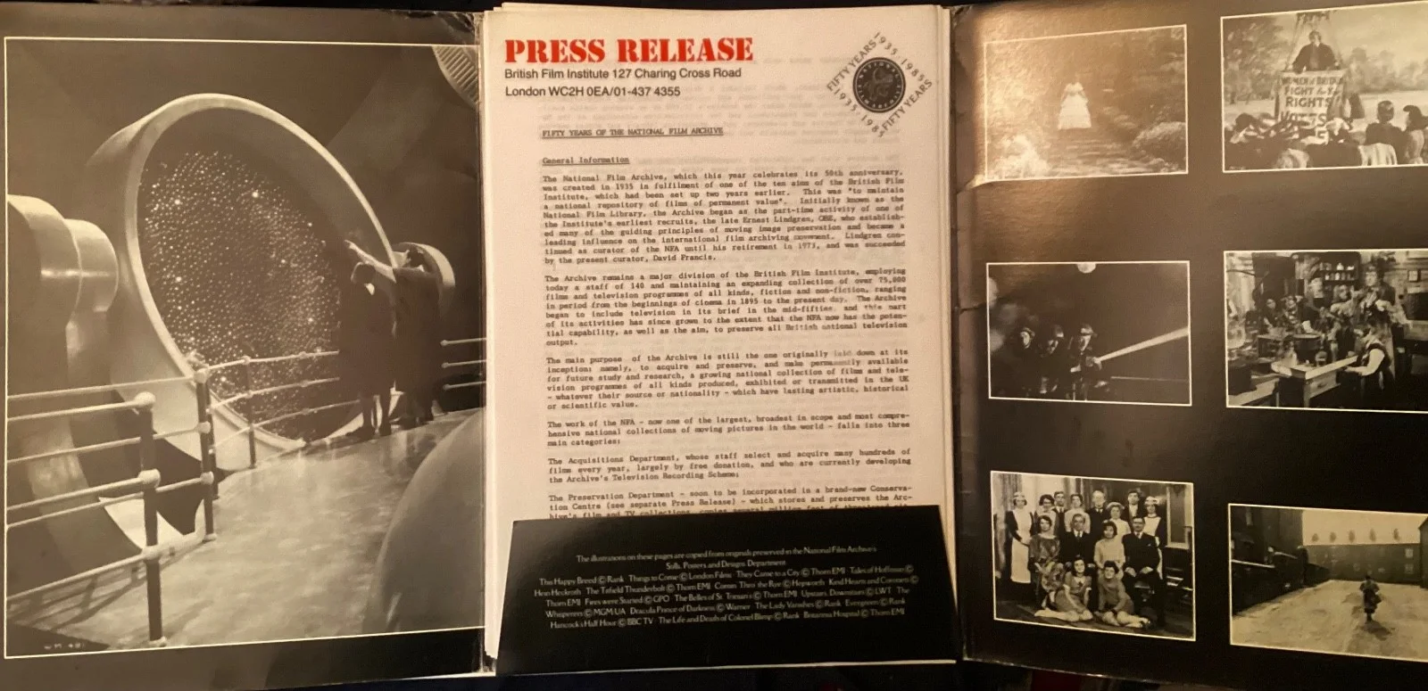 National Film Archive - Fifty Years of Film Preservation - Press Release 1985, изображение 4