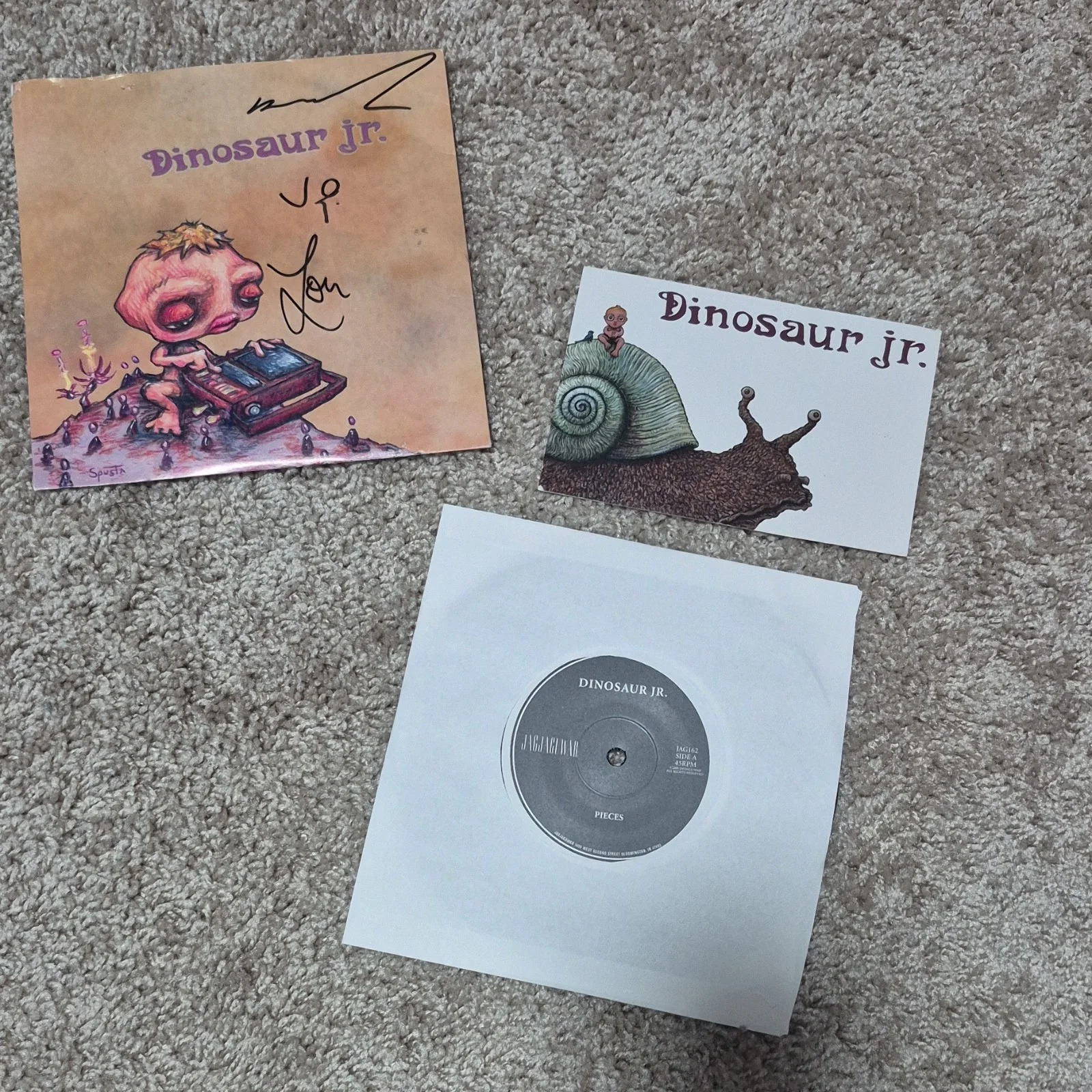 Dinosaur Jr. Autographed mini Vinyl Record Original Signed Sleeve, image 3