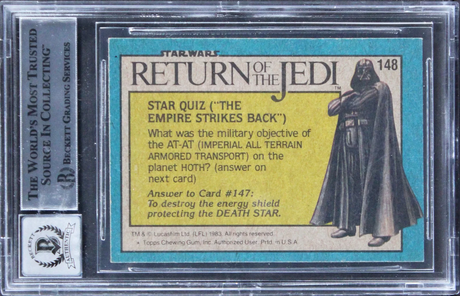 Pete Ronzani, Richard Edlund, Norman Reynolds, Don Dow, Ira Keele — (10) Ronzani +9 Signed 1983 Star Wars ROTJ #148 Card Auto Grade 10! BAS Slabbed, изображение 2