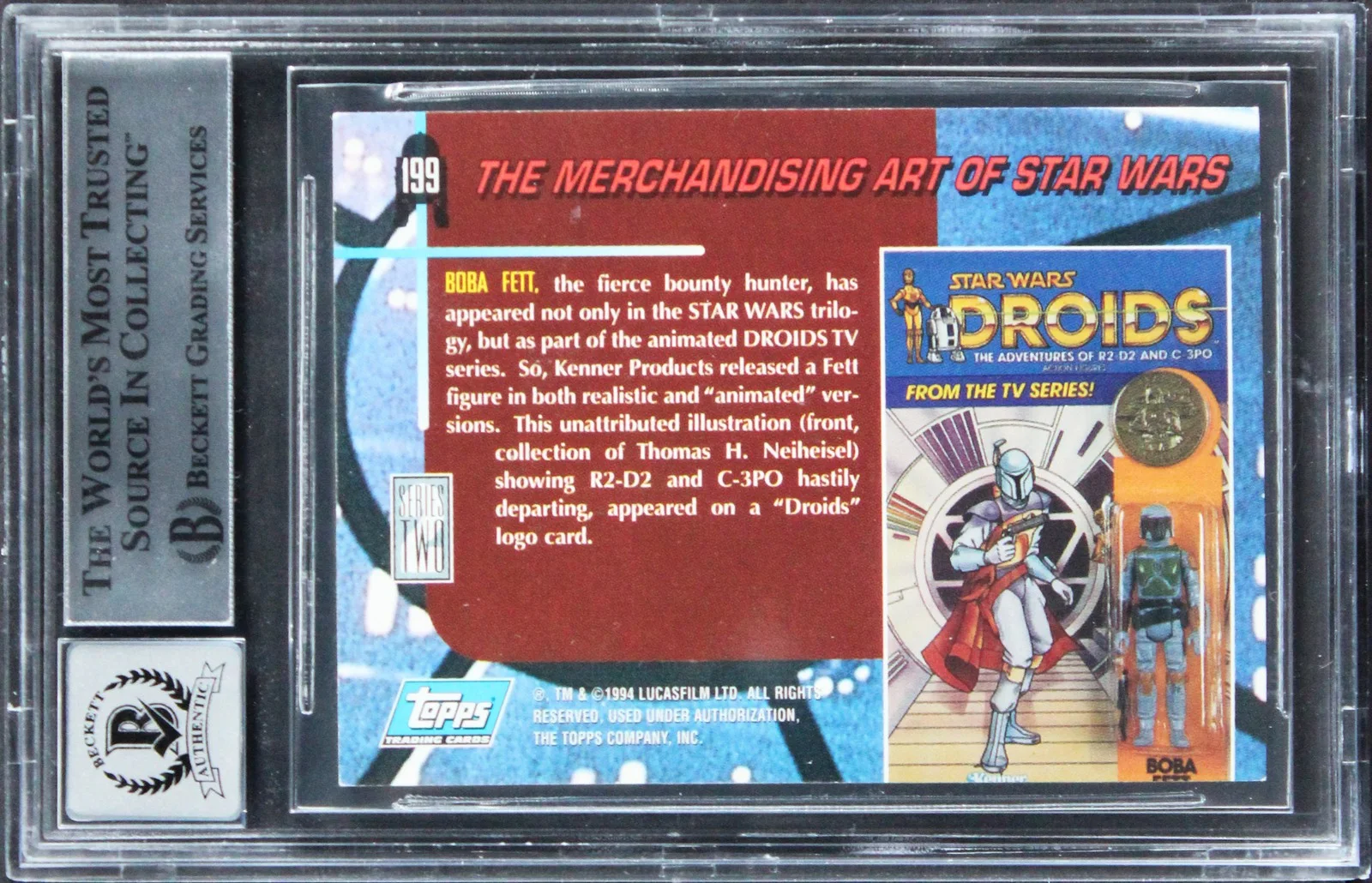 Jeremy Bulloch, Kenny Baker, Jason Wingreen, Anthony Daniels — (4) Baker, Daniels +2 Signed 1993 Star Wars Galaxy #199 Card Auto 10! BAS Slab, image 2
