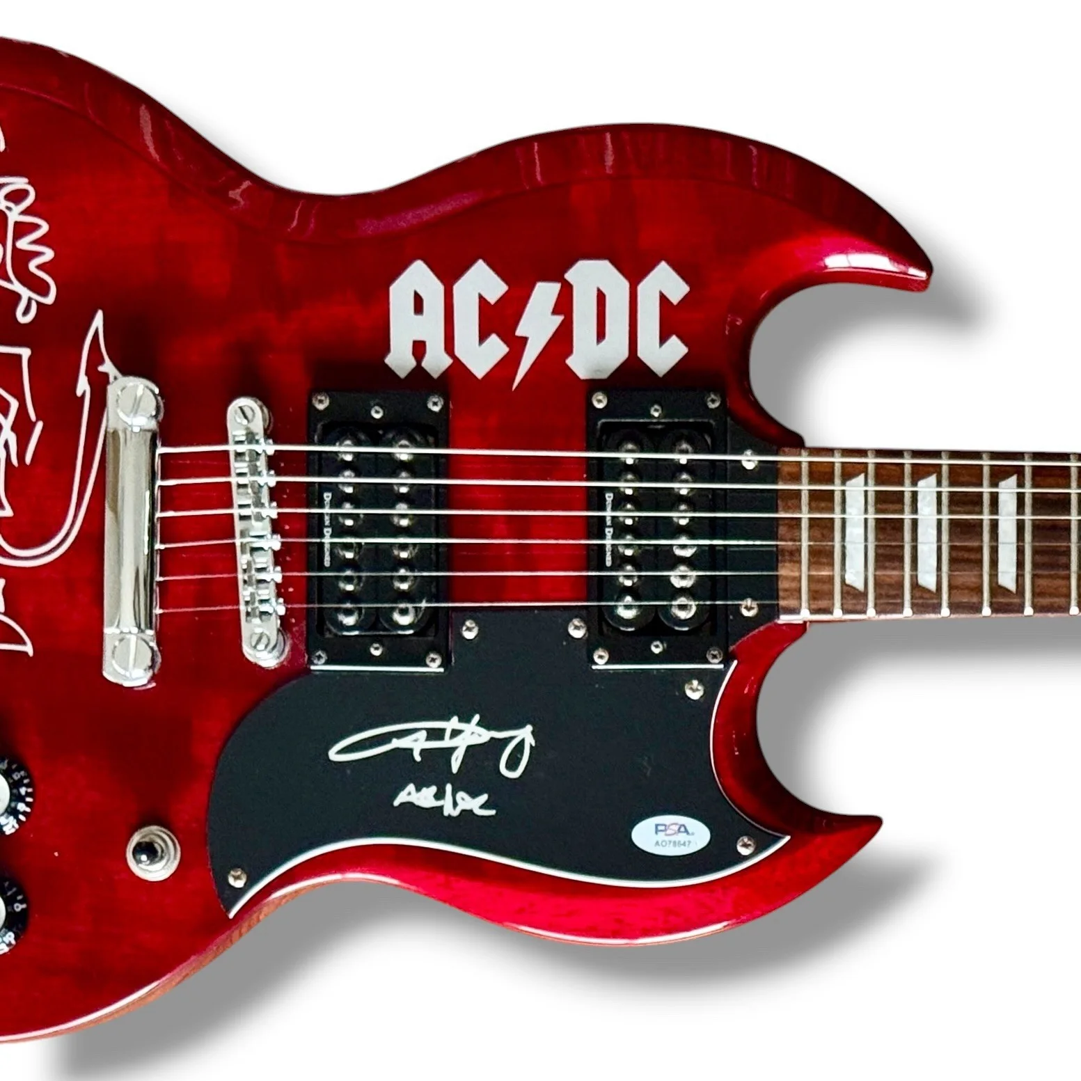 Angus Young Signed Guitar Custom Graphics PSA/DNA COA AC/DC Epiphone SG PRO, image 2