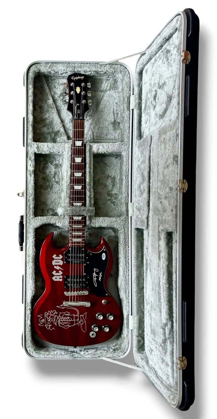 Angus Young Signed Guitar Custom Graphics PSA/DNA COA AC/DC Epiphone SG PRO, image 4