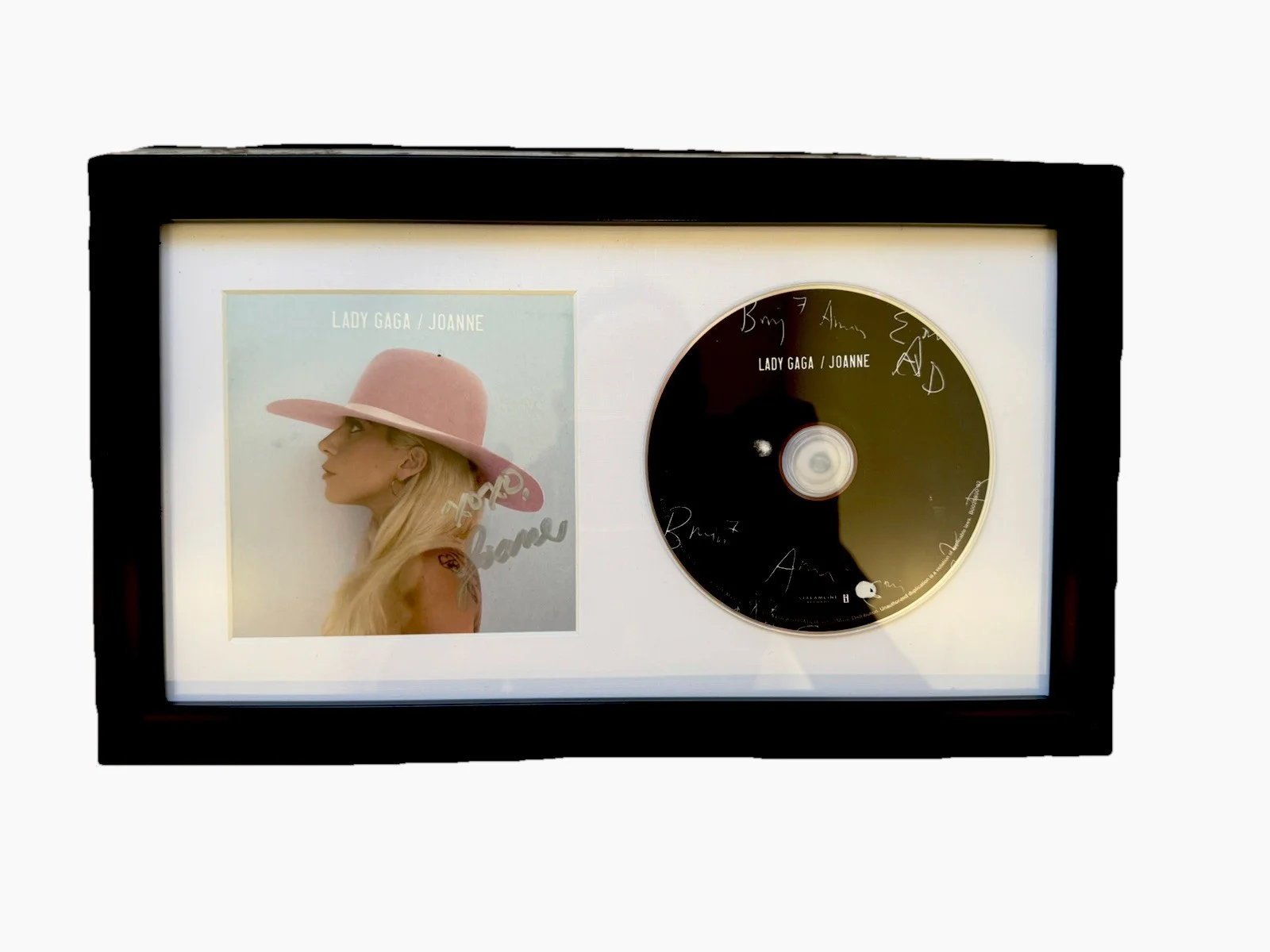 Lady Gaga Signed Stefani Germanotta (Joanne) 6x12 CD Cover Framed JSA, изображение 2