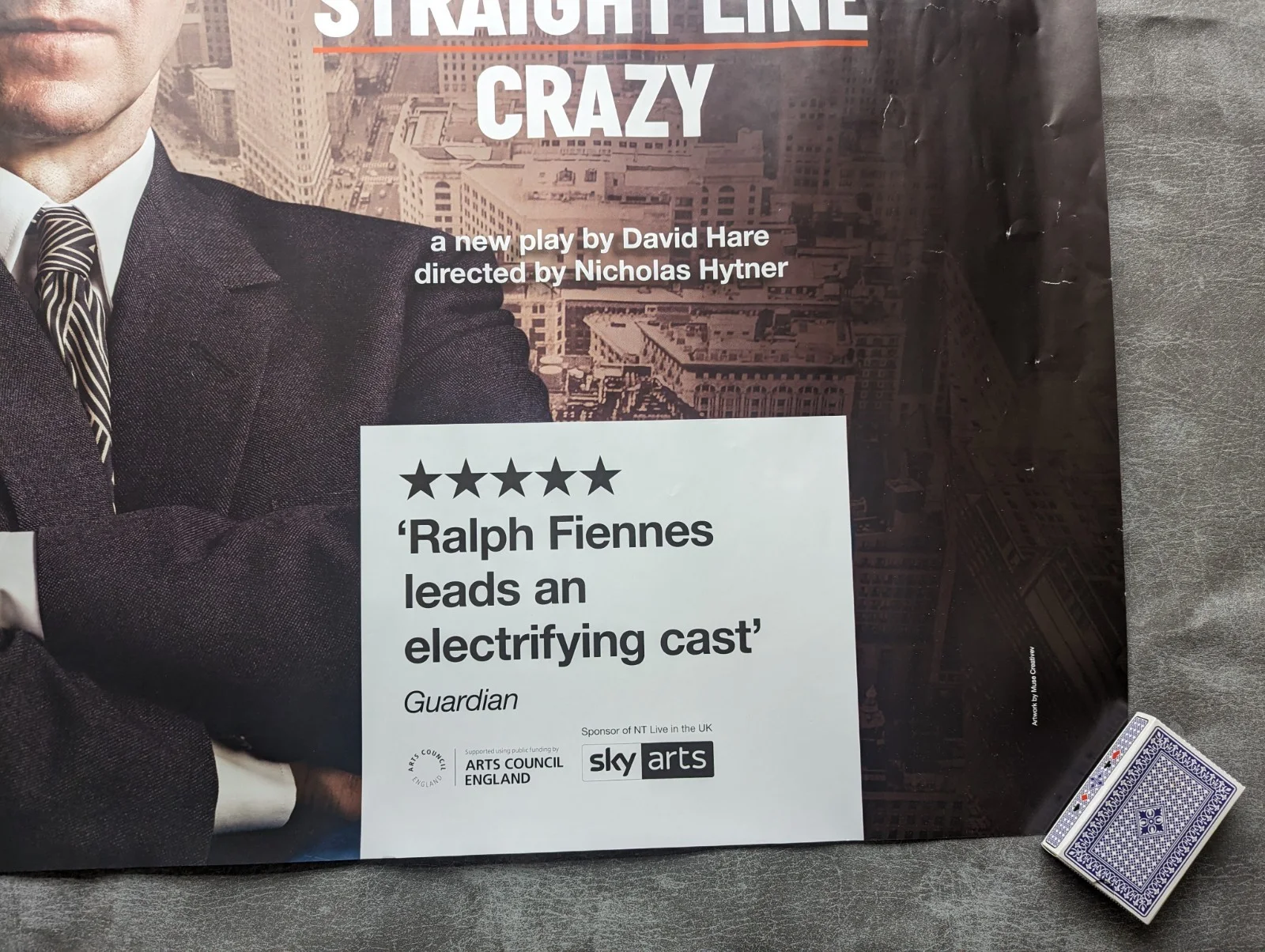 NATIONAL THEATRE LIVE: STRAIGHT LINE CRAZY UK QUAD ROLLED POSTER FIENNES 2022, изображение 2