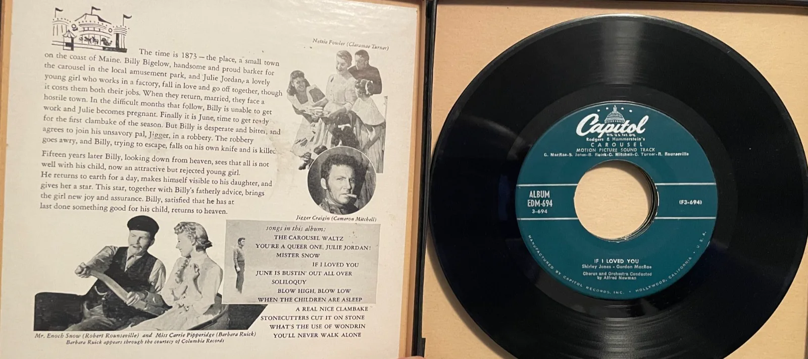 RODGERS and HAMMERSTEIN'S CAROUSEL CAPITOL 45 VINYL (4 RECORD SET), image 3