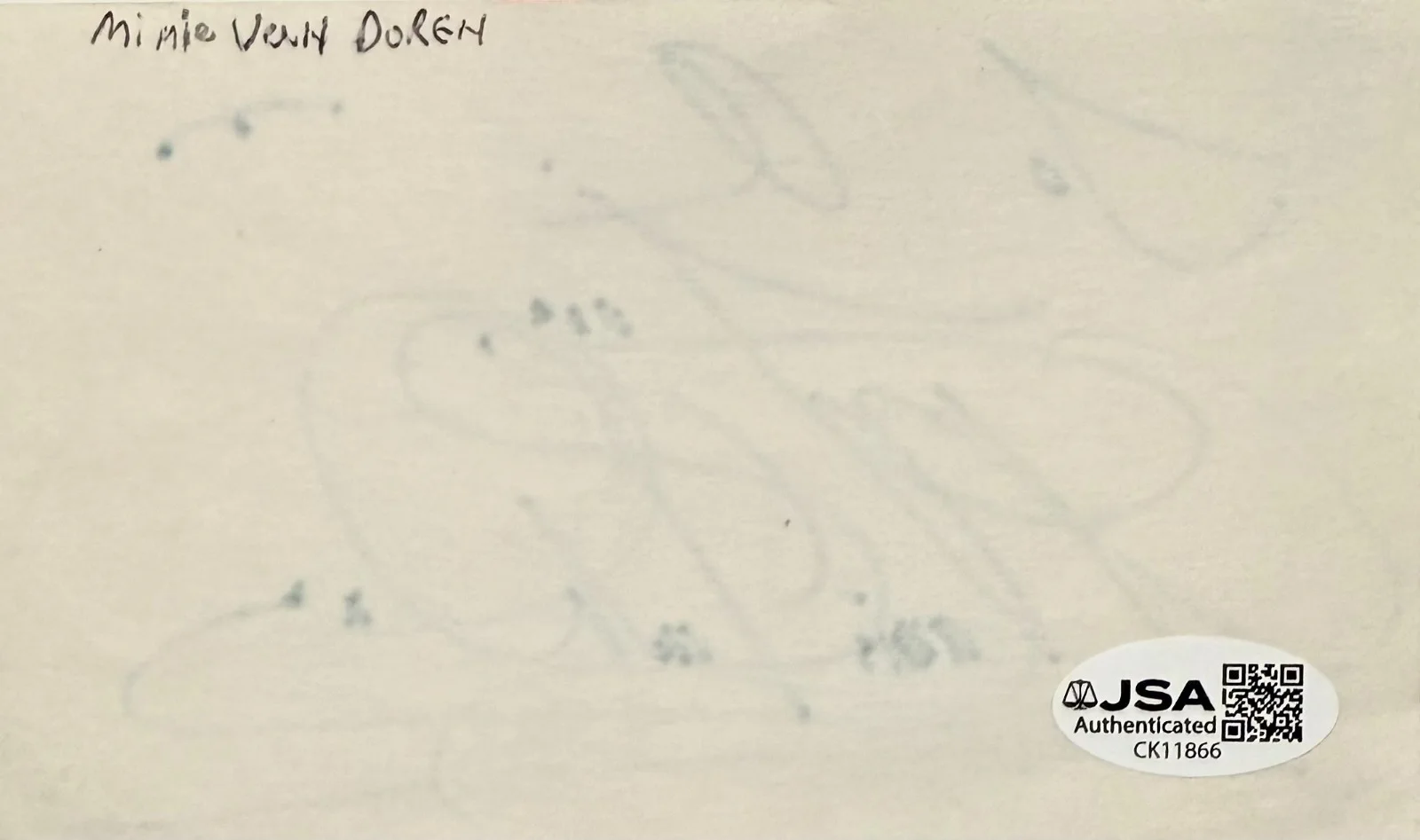 Mamie Van Doren — MAMIE VAN DOREN Signed Autographed 3"x 5" INDEX CARD Untamed Youth JSA CERTIFIED, image 2