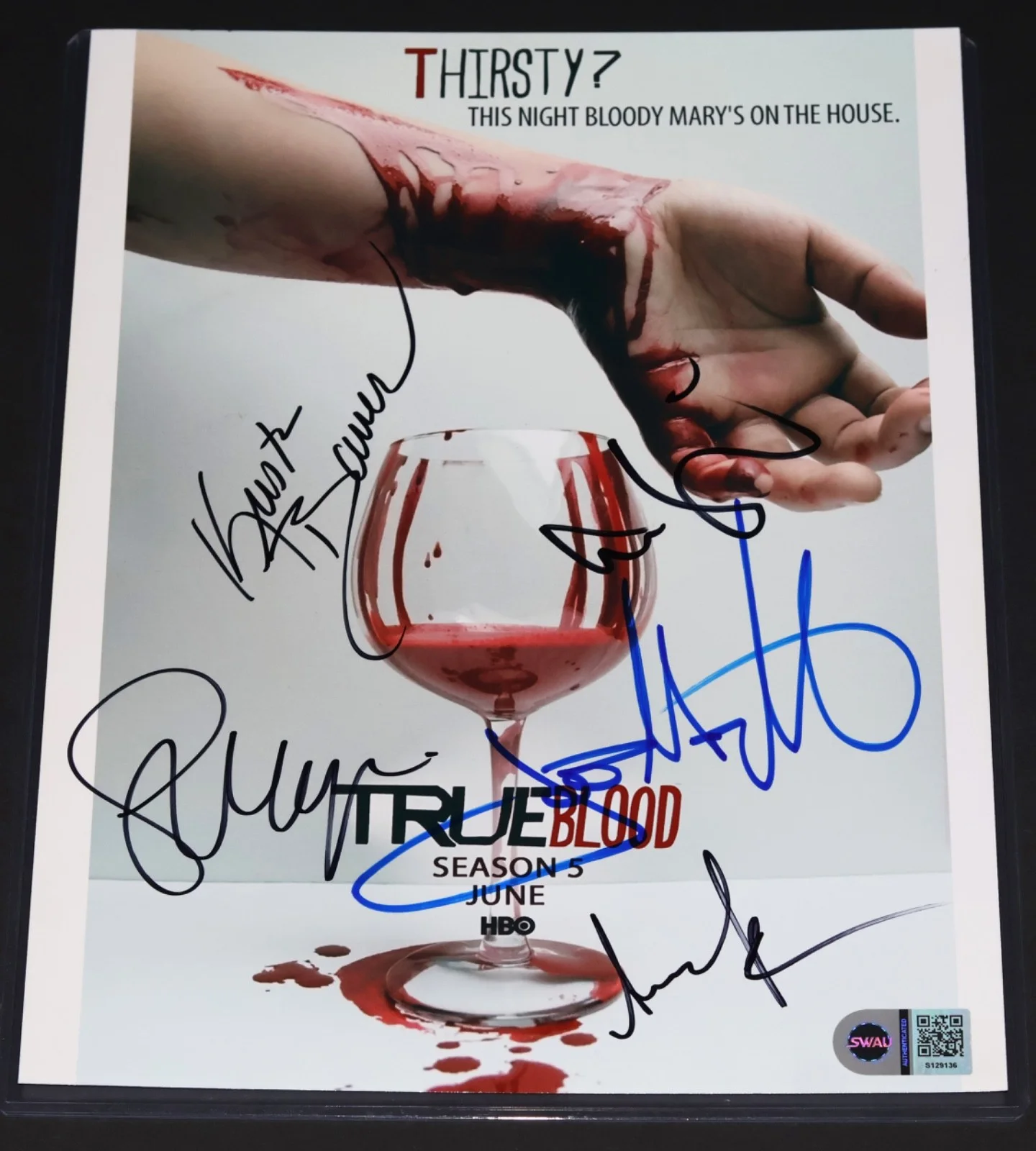 Anna Paquin — TRUE BLOOD 5X CAST Signed 8.5X11 PHOTO autograph + SWAU COA Anna Paquin Moyer ++