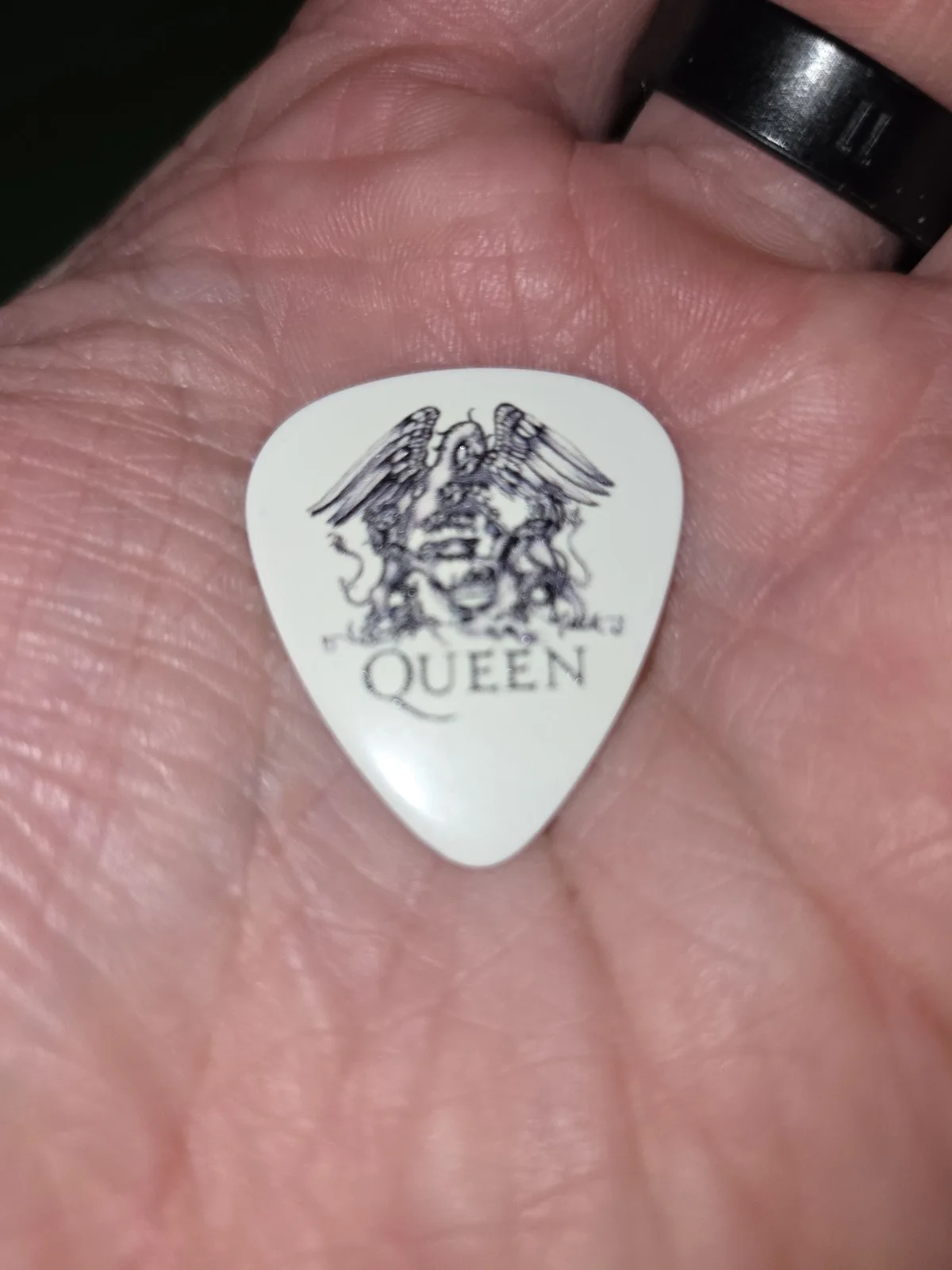 Queen Brian MAY Signature Guitar Pick Logo White, image 4