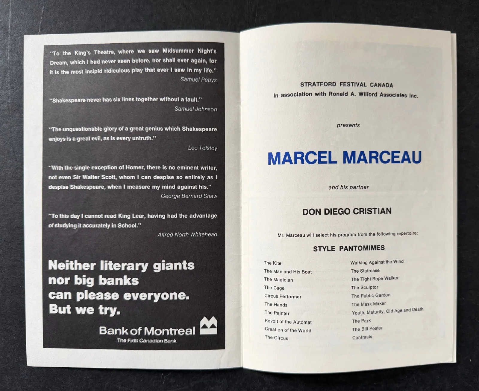 Marcel Marceau Signed 1970 Program JSA French Mime Artist Bip The Clown, изображение 4